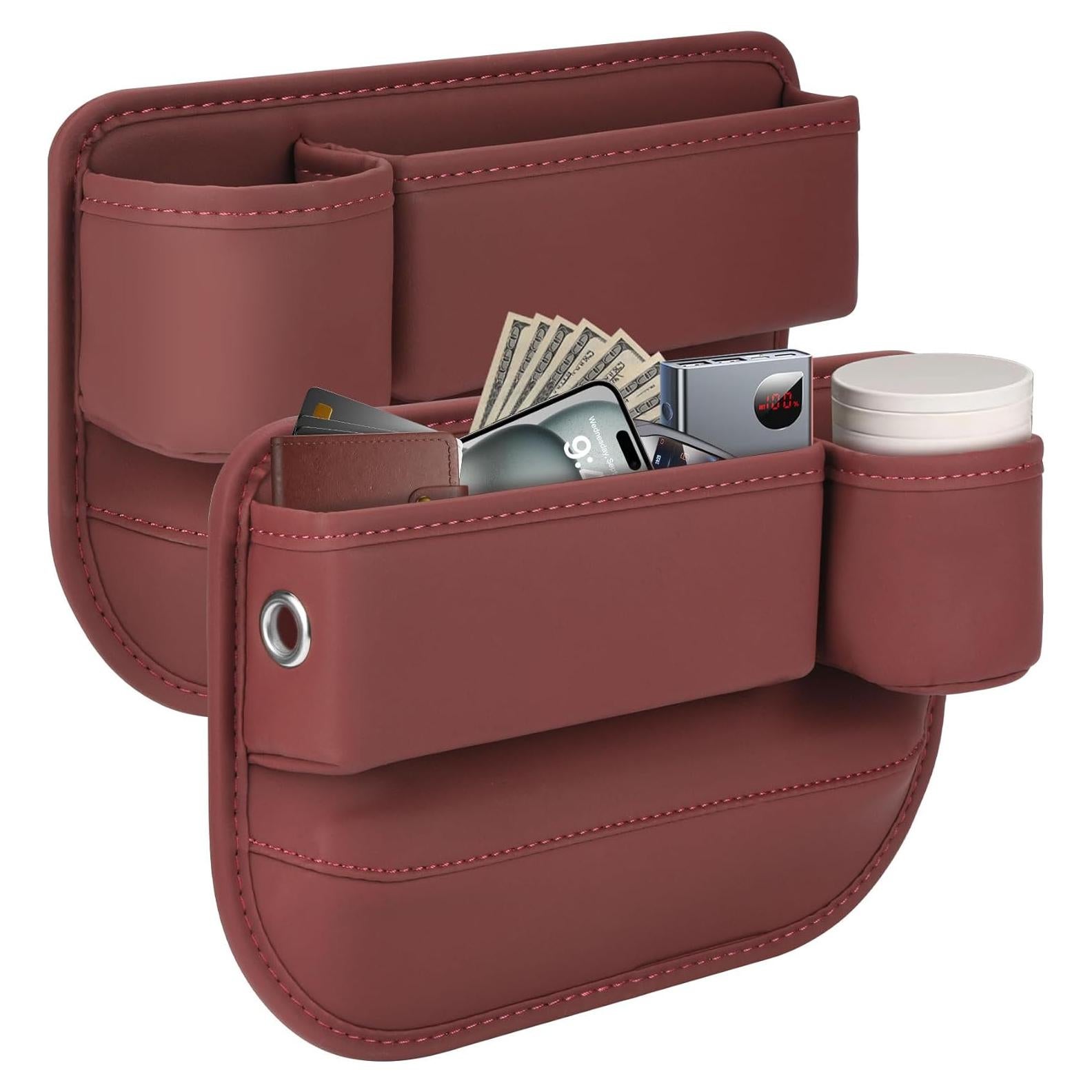 Organizador de Asiento de Coche TAEYONK Rojo con Portavasos