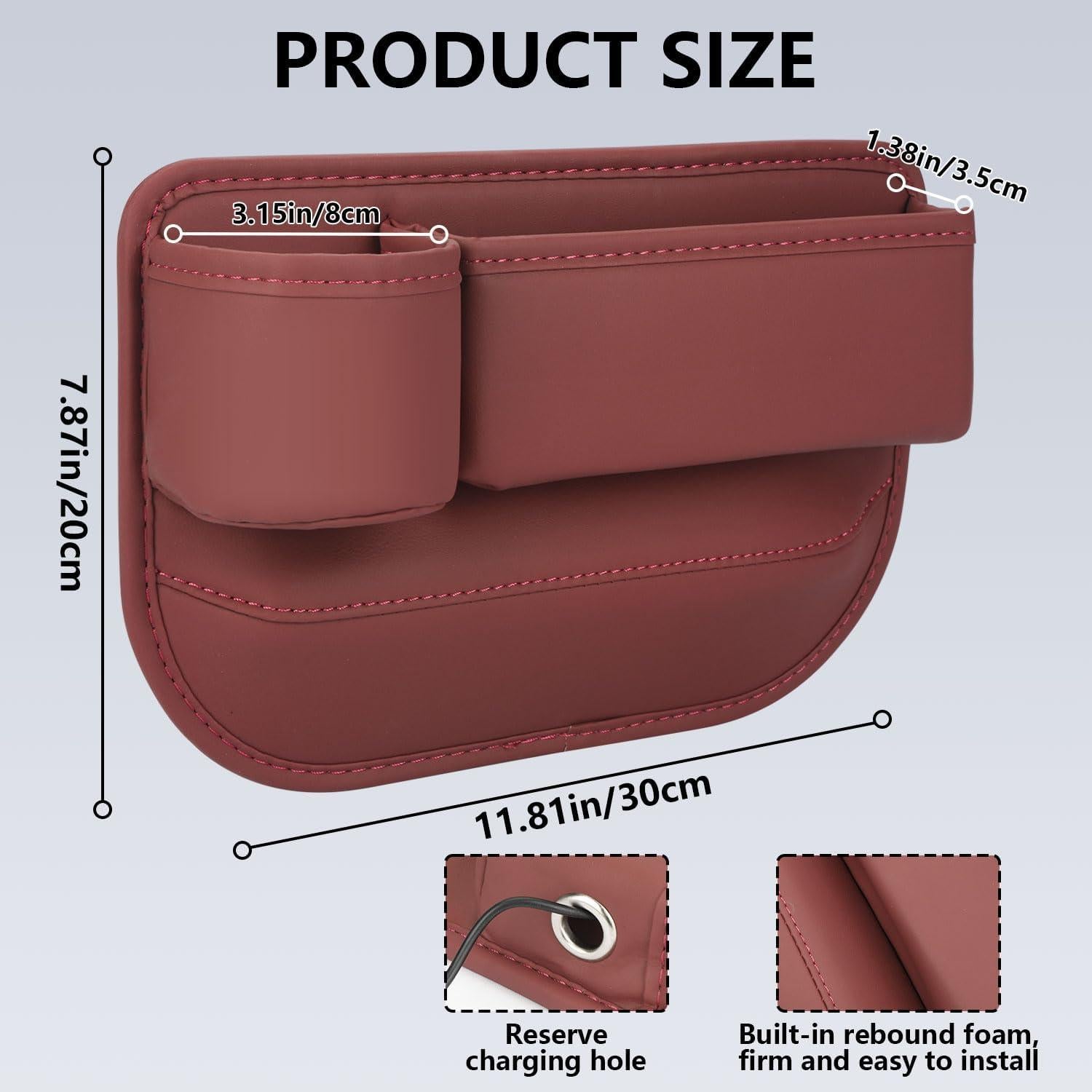 Organizador de Asiento de Coche TAEYONK Rojo con Portavasos