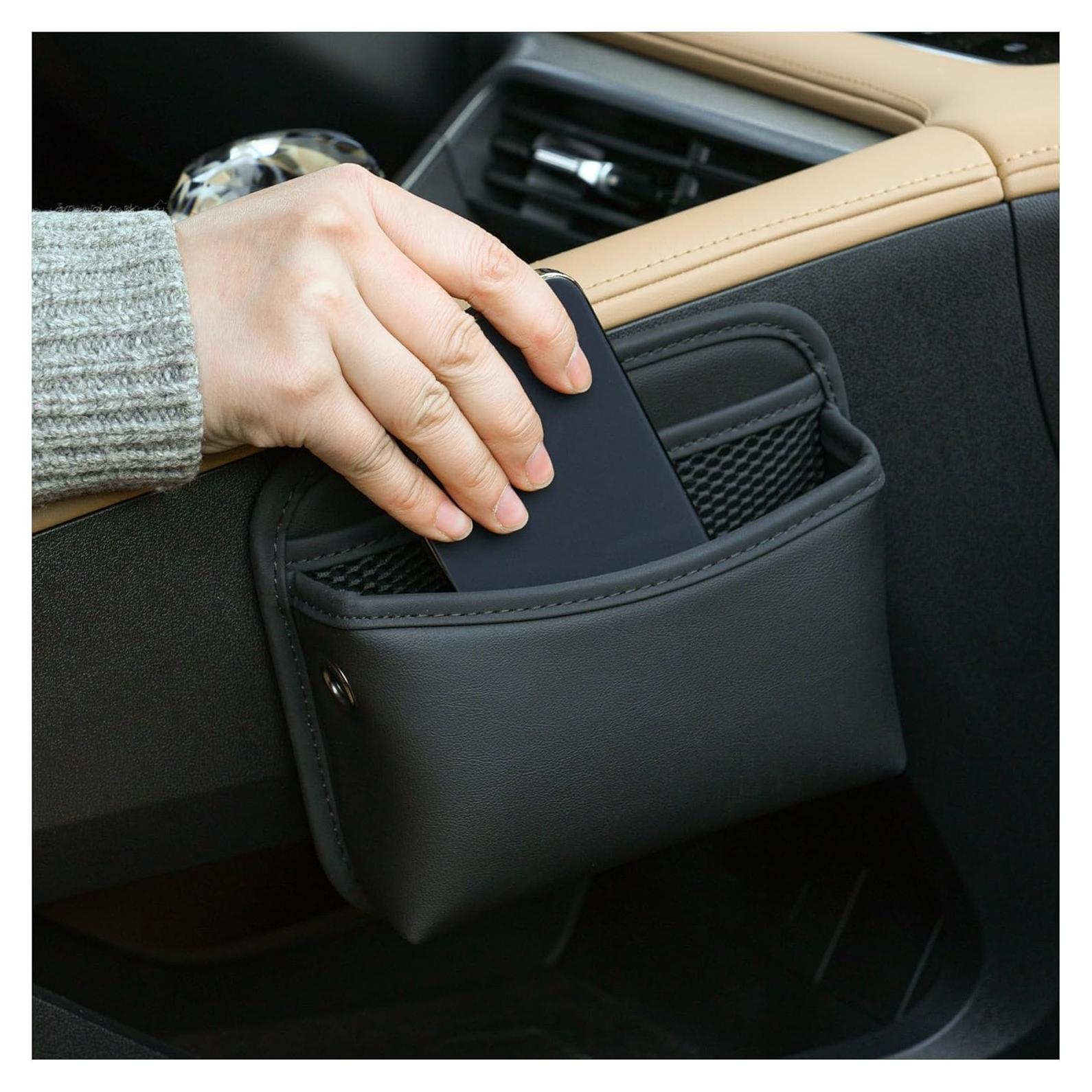 Bolsa de Almacenamiento Lateral para Asiento de Coche JEYODA 1961 - Cuero Negro