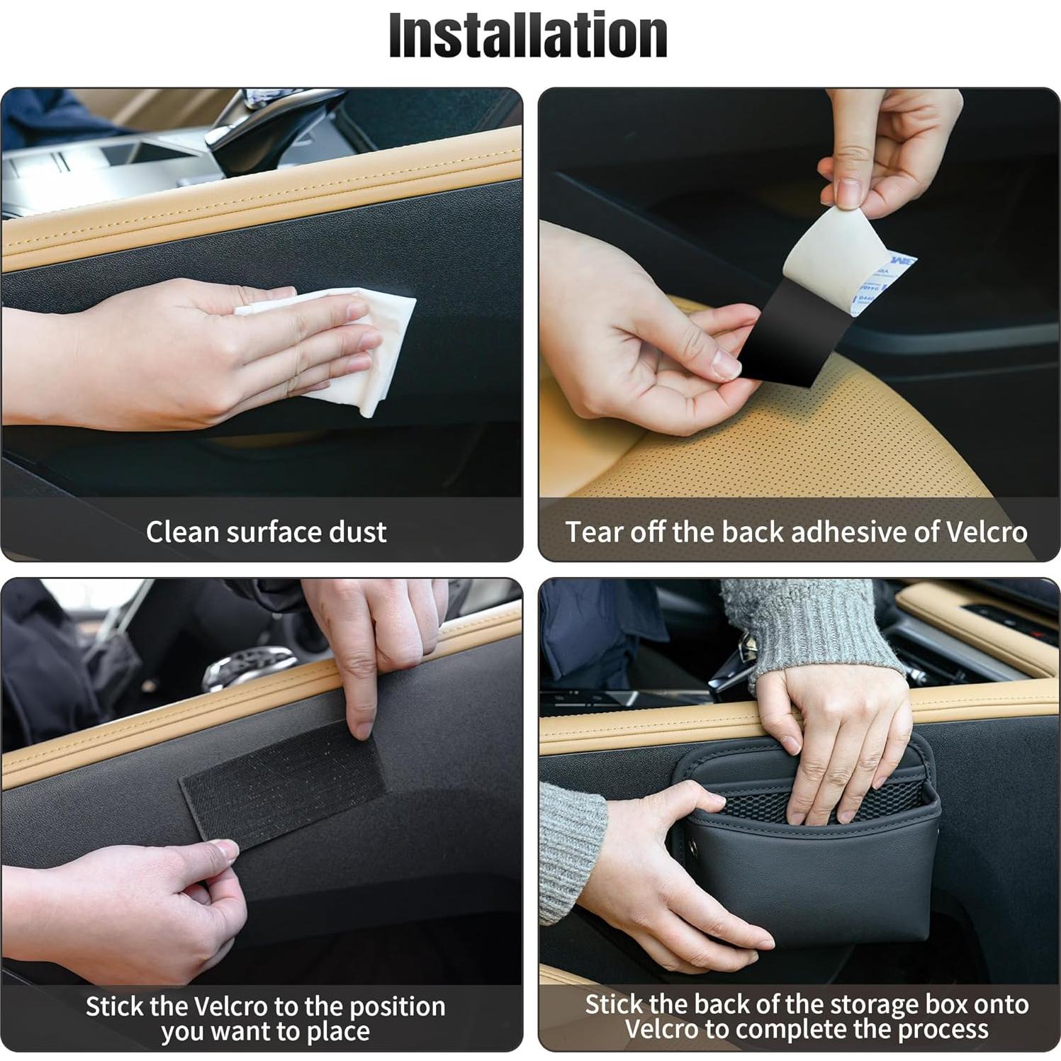 Bolsa de Almacenamiento Lateral para Asiento de Coche JEYODA 1961 - Cuero Negro