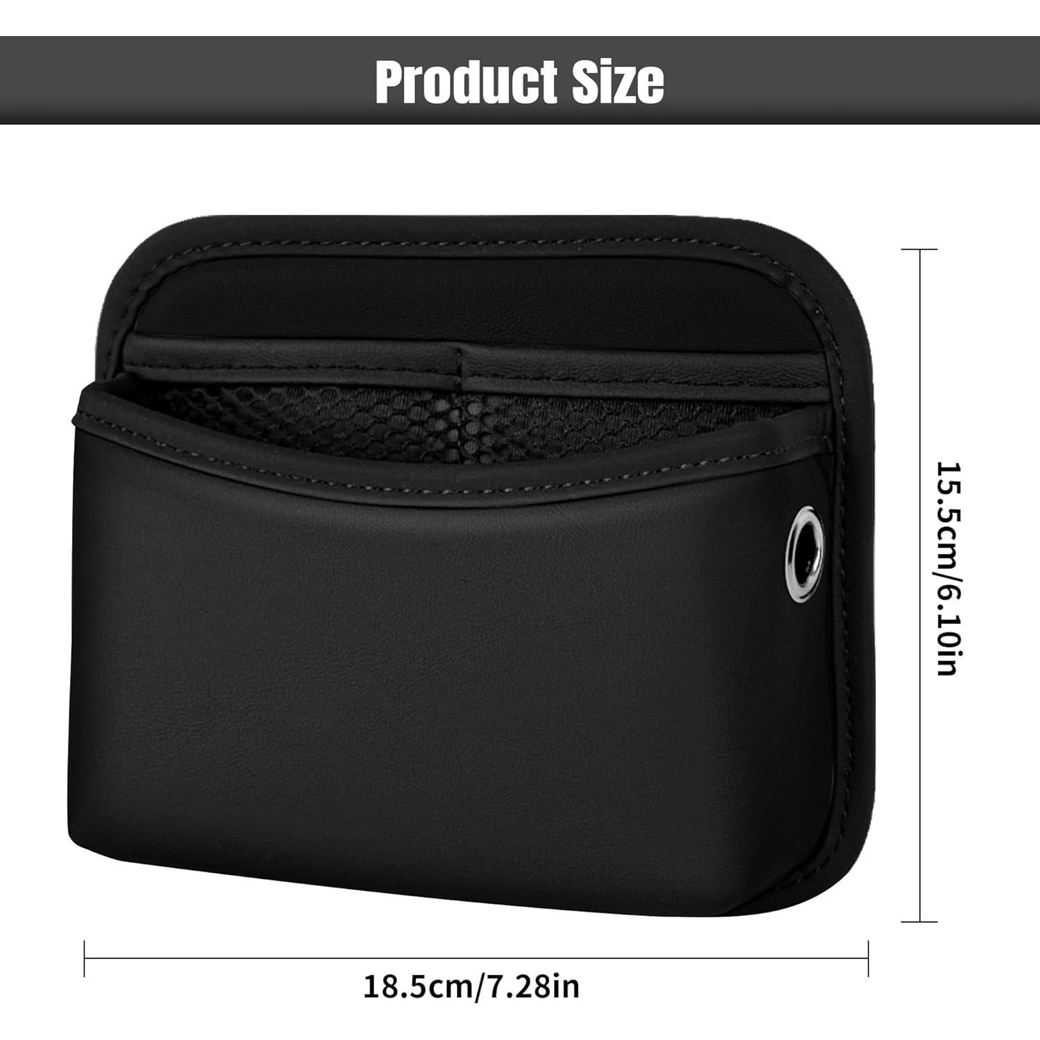 Bolsa de Almacenamiento Lateral para Asiento de Coche JEYODA 1961 - Cuero Negro