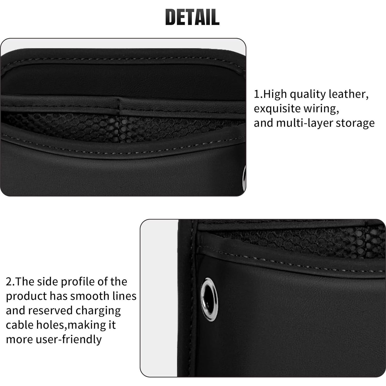 Bolsa de Almacenamiento Lateral para Asiento de Coche JEYODA 1961 - Cuero Negro