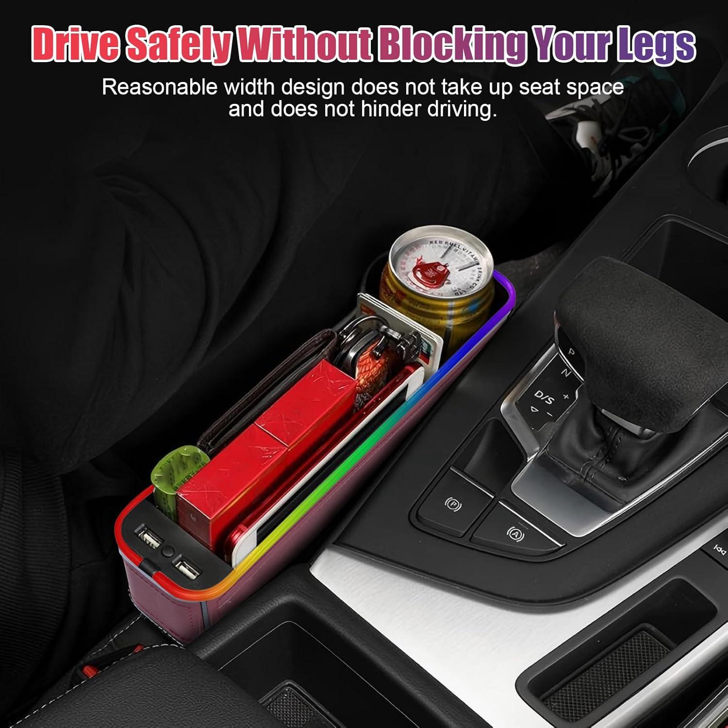 Organizador de Asiento de Coche WODHMIEY con Luz LED y Cargador USB