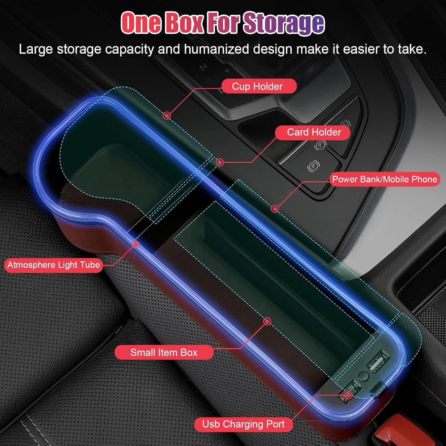 Organizador de Asiento de Coche WODHMIEY con Luz LED y Cargador USB