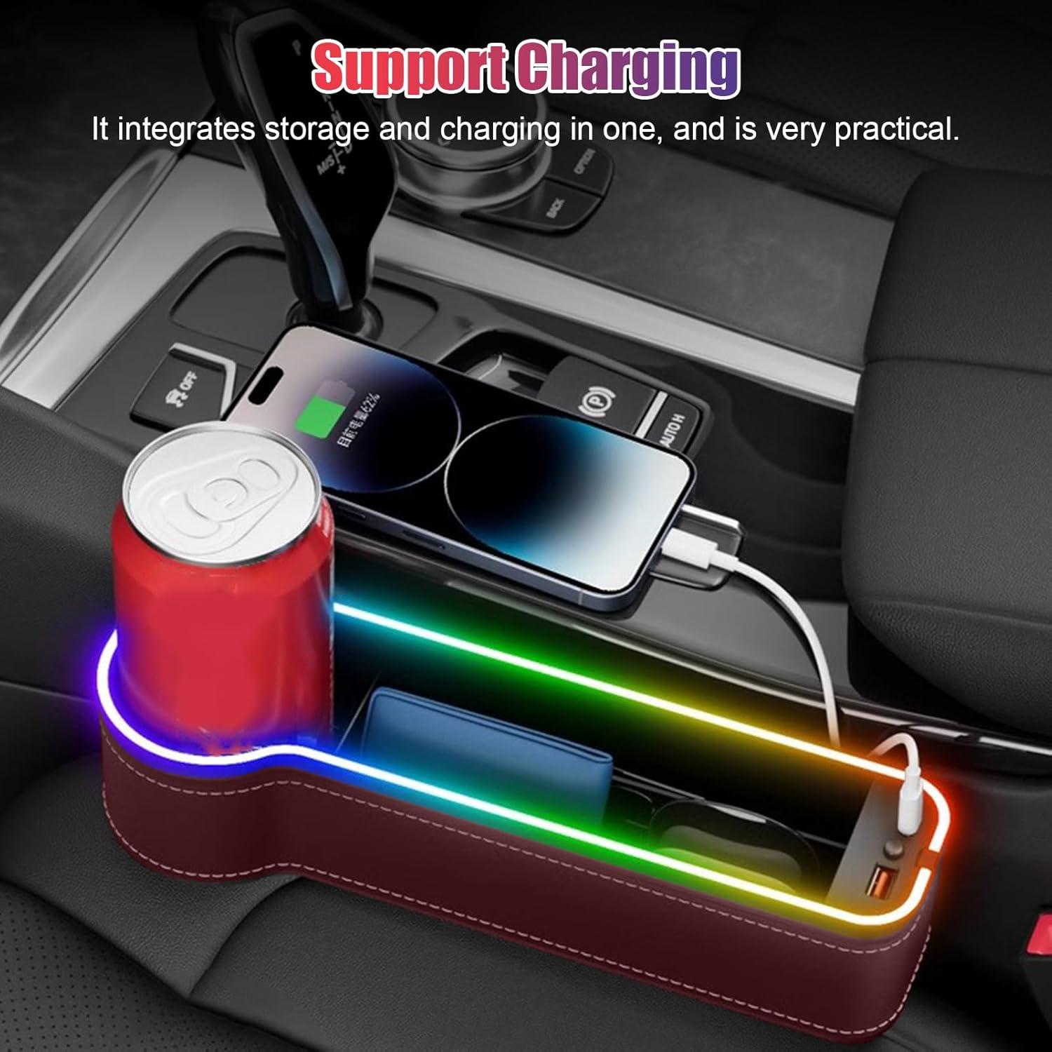 Organizador de Asiento de Coche WODHMIEY con Luz LED y Cargador USB