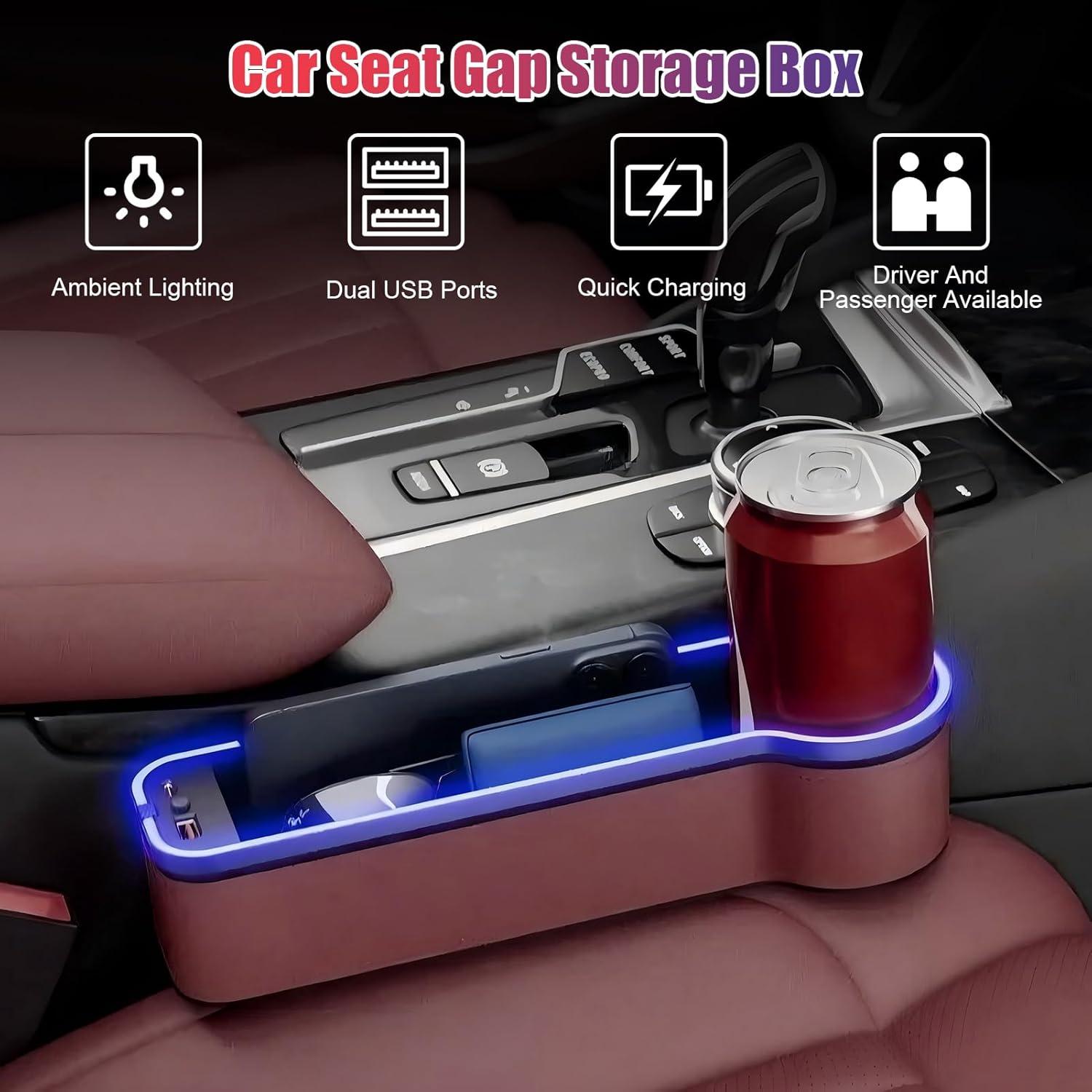 Organizador de Asiento de Coche WODHMIEY con Luz LED y Cargador USB