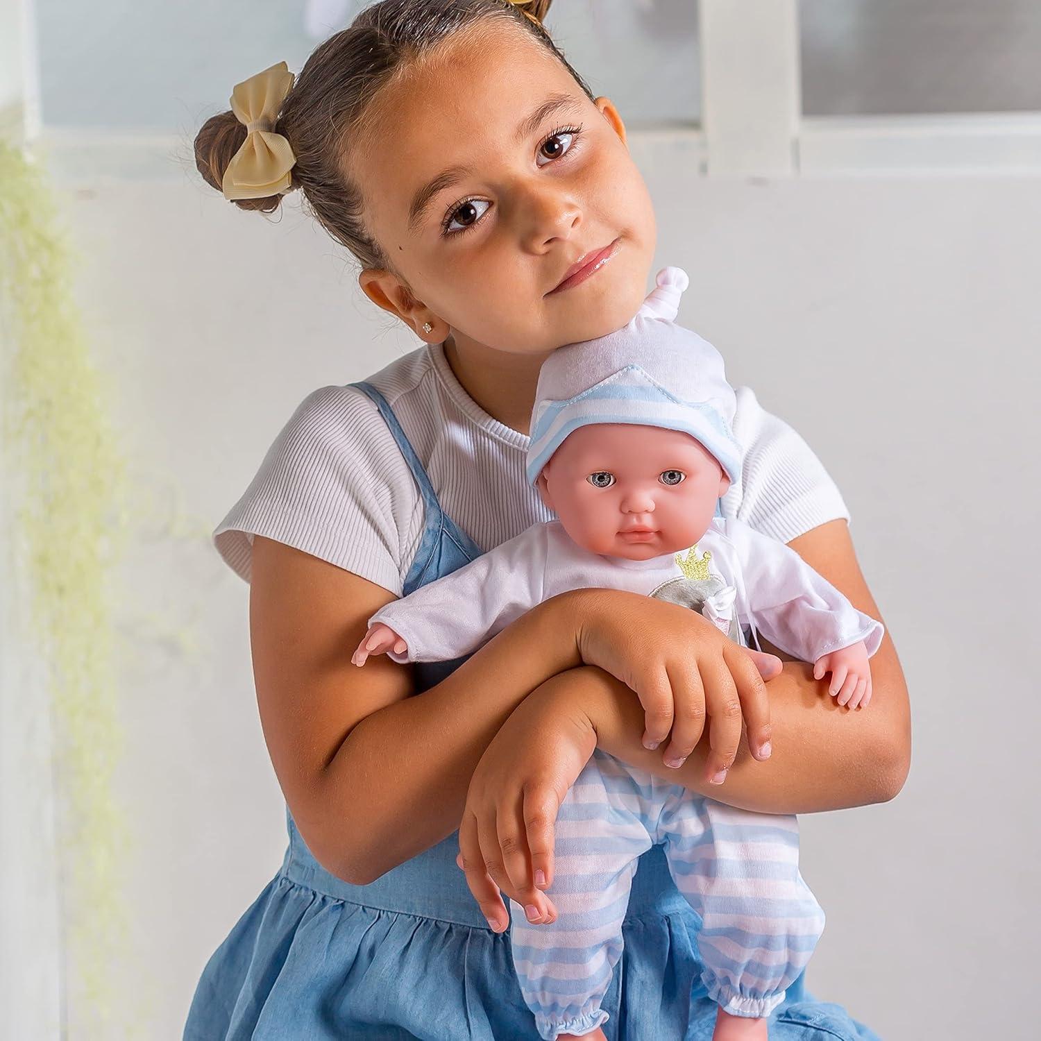 Muñeca de bebé JC Toys 38 cm con accesorios y ojos que cierran