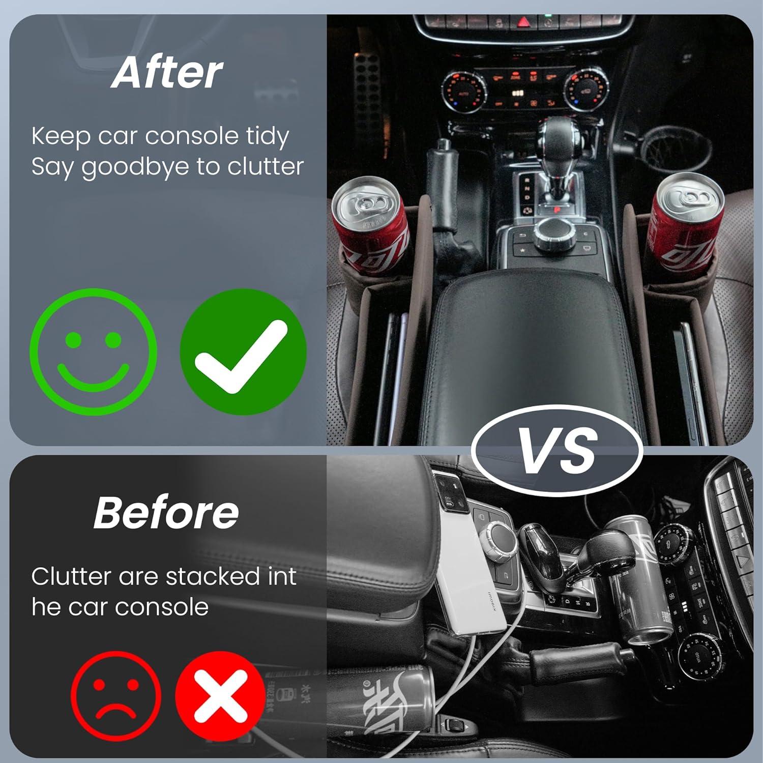 Organizador de Espacio entre Asientos de Coche NYEONHRT Marrón - 2 Unidades