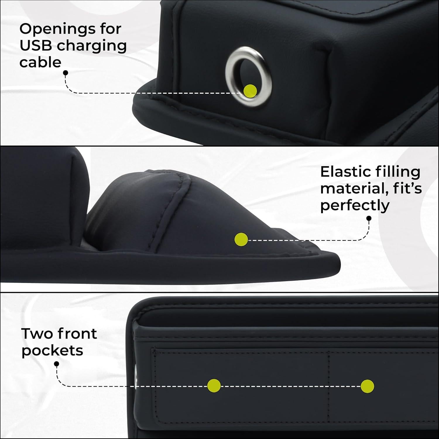 Organizador de Auto LASAIGE Relleno Espacio entre Asientos Negro