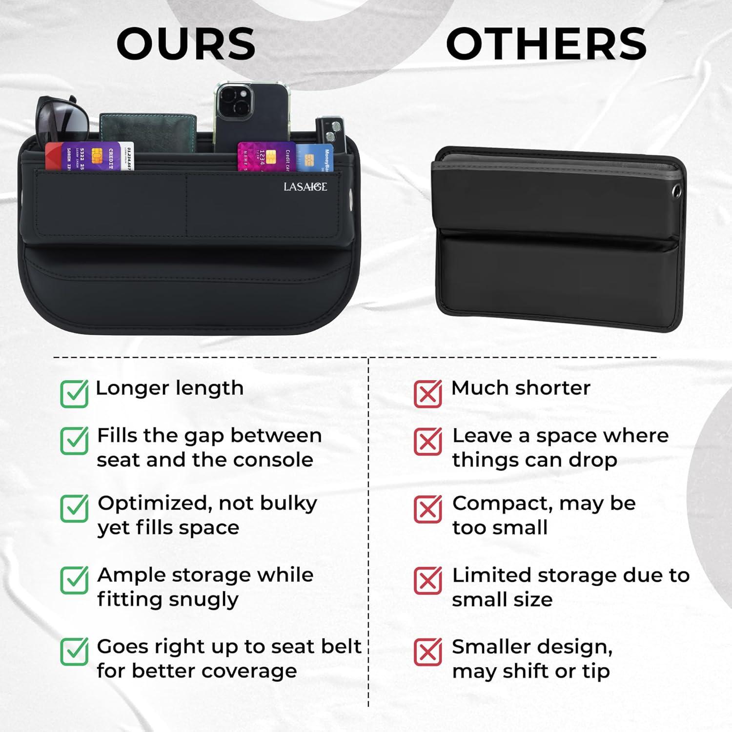 Organizador de Auto LASAIGE Relleno Espacio entre Asientos Negro