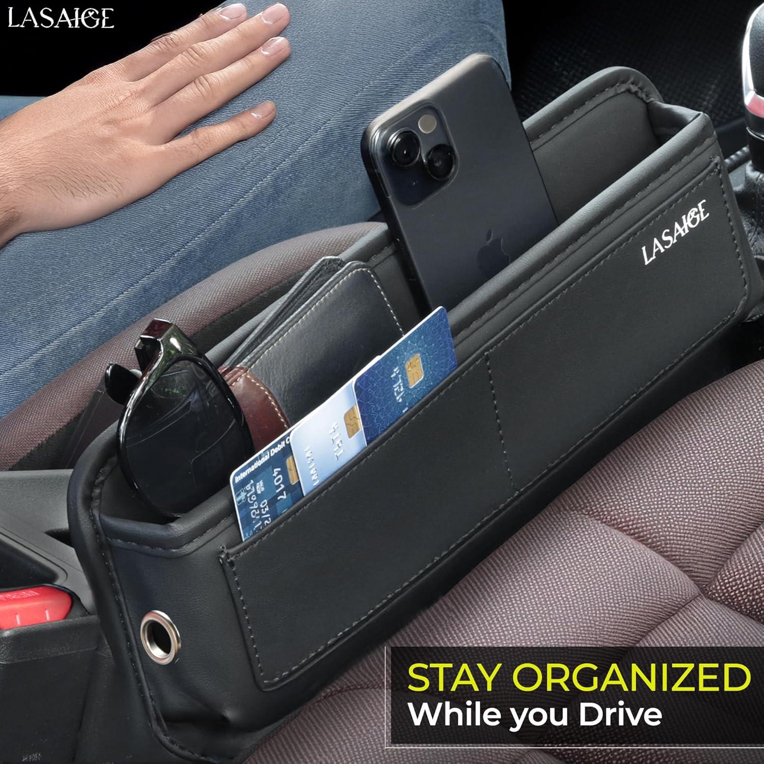 Organizador de Auto LASAIGE Relleno Espacio entre Asientos Negro