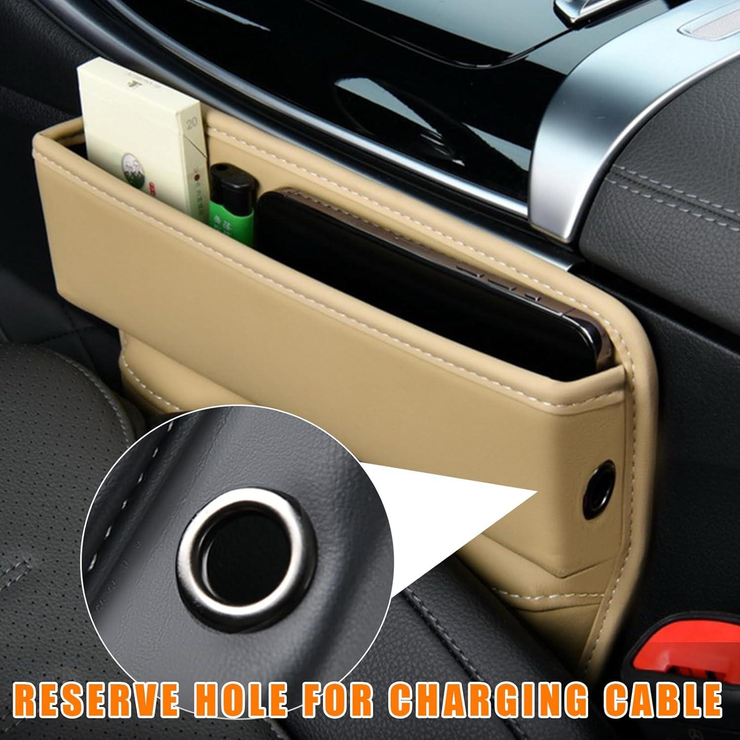 Organizador de Asiento de Auto Ziciner de Cuero Beige