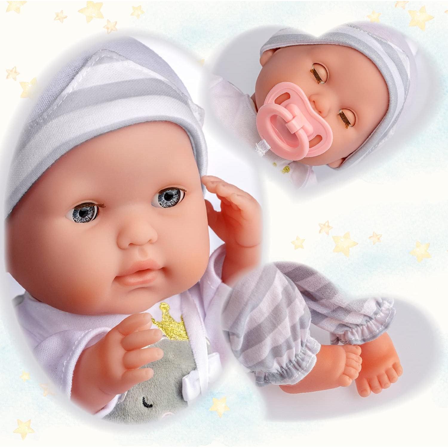 Muñeca de bebé blanda 38 cm con ojos que abren y cierran | JC Toys