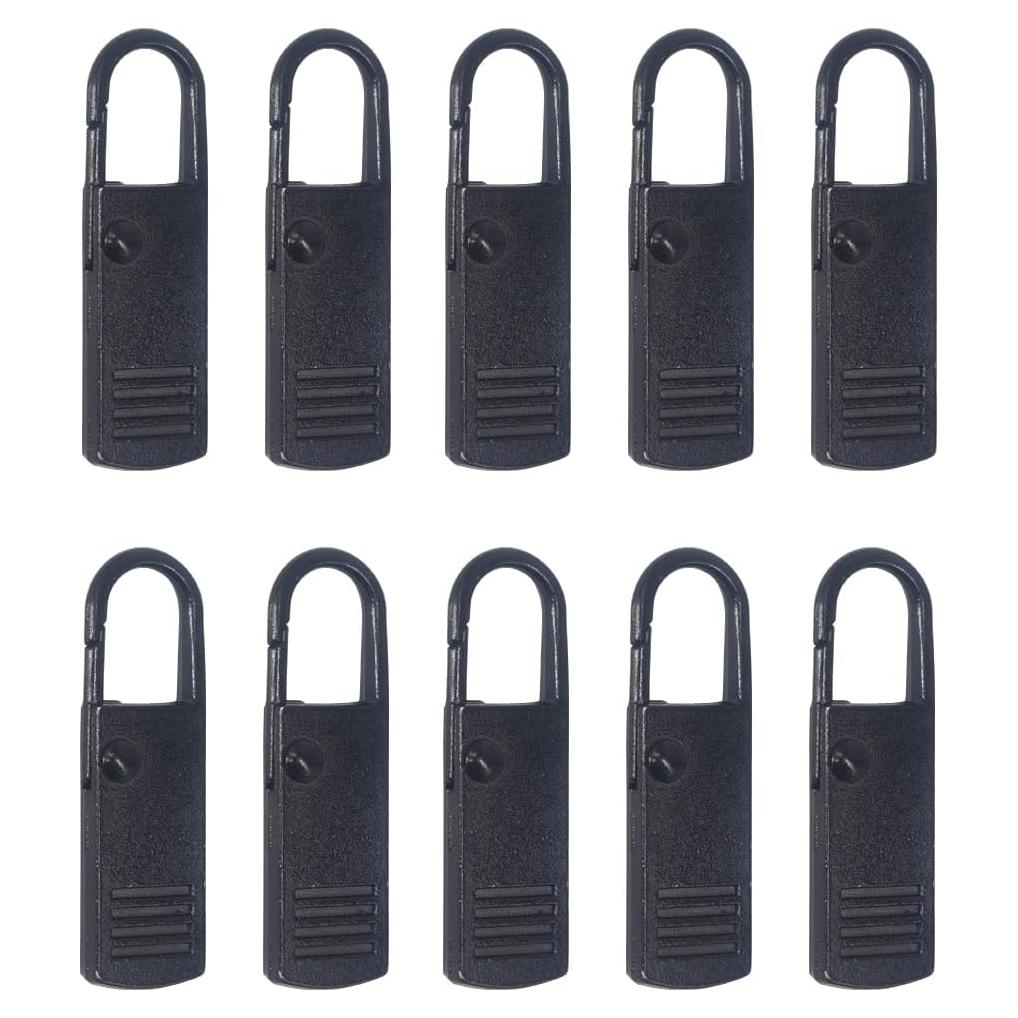 Reemplazo Tiradores de Cremallera Alamic 10 Piezas Negro