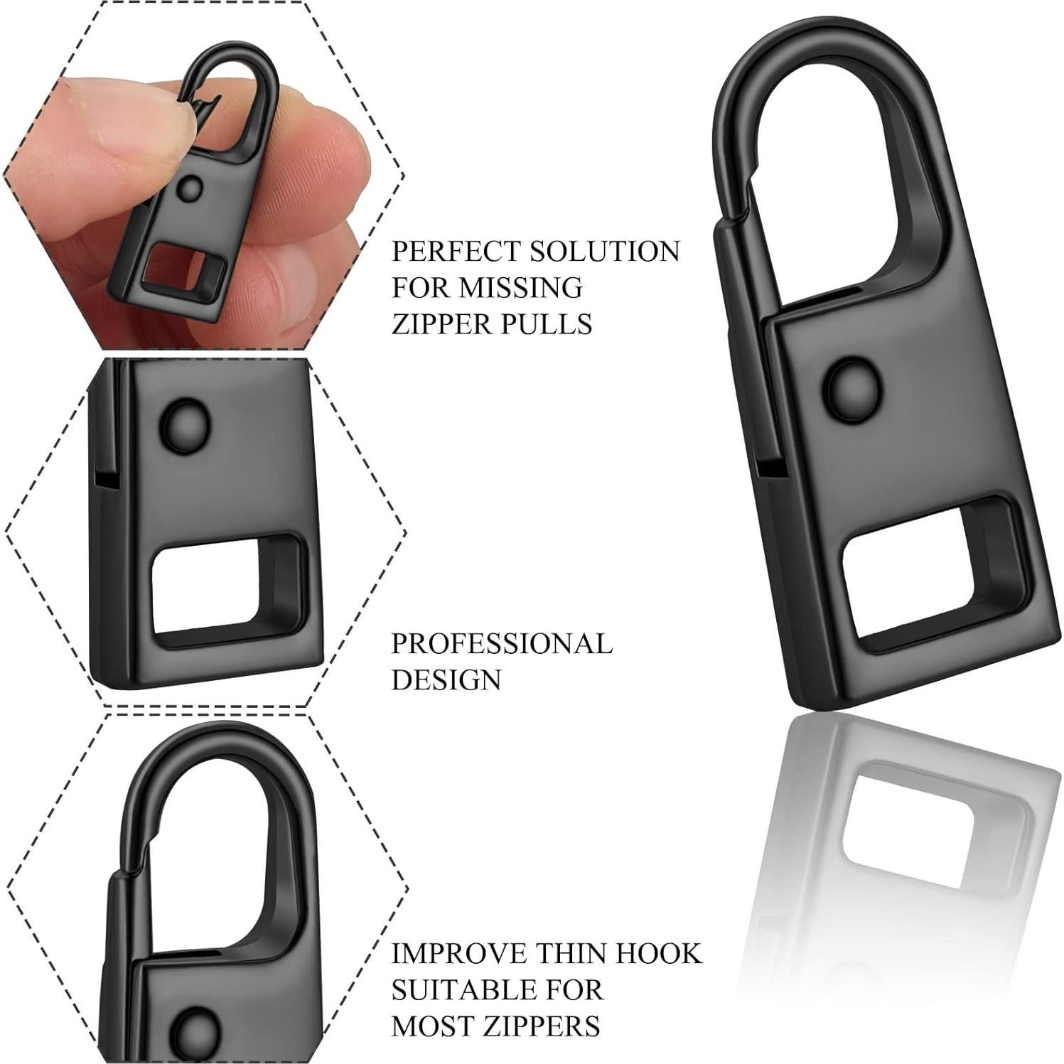 Kit de Reparación de Cremalleras 8 Piezas Metal WILLBOND Negro