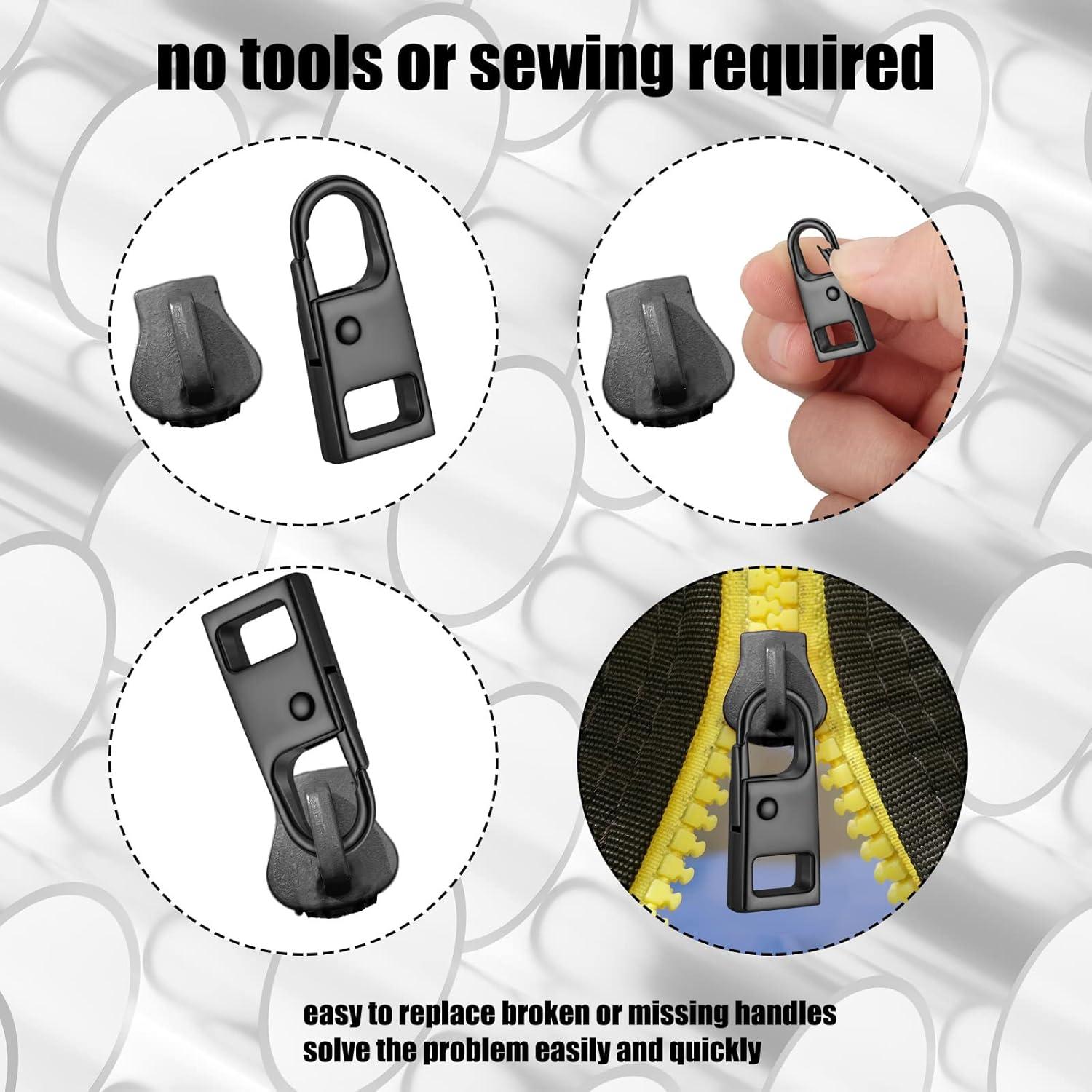 Kit de Reparación de Cremalleras 8 Piezas Metal WILLBOND Negro