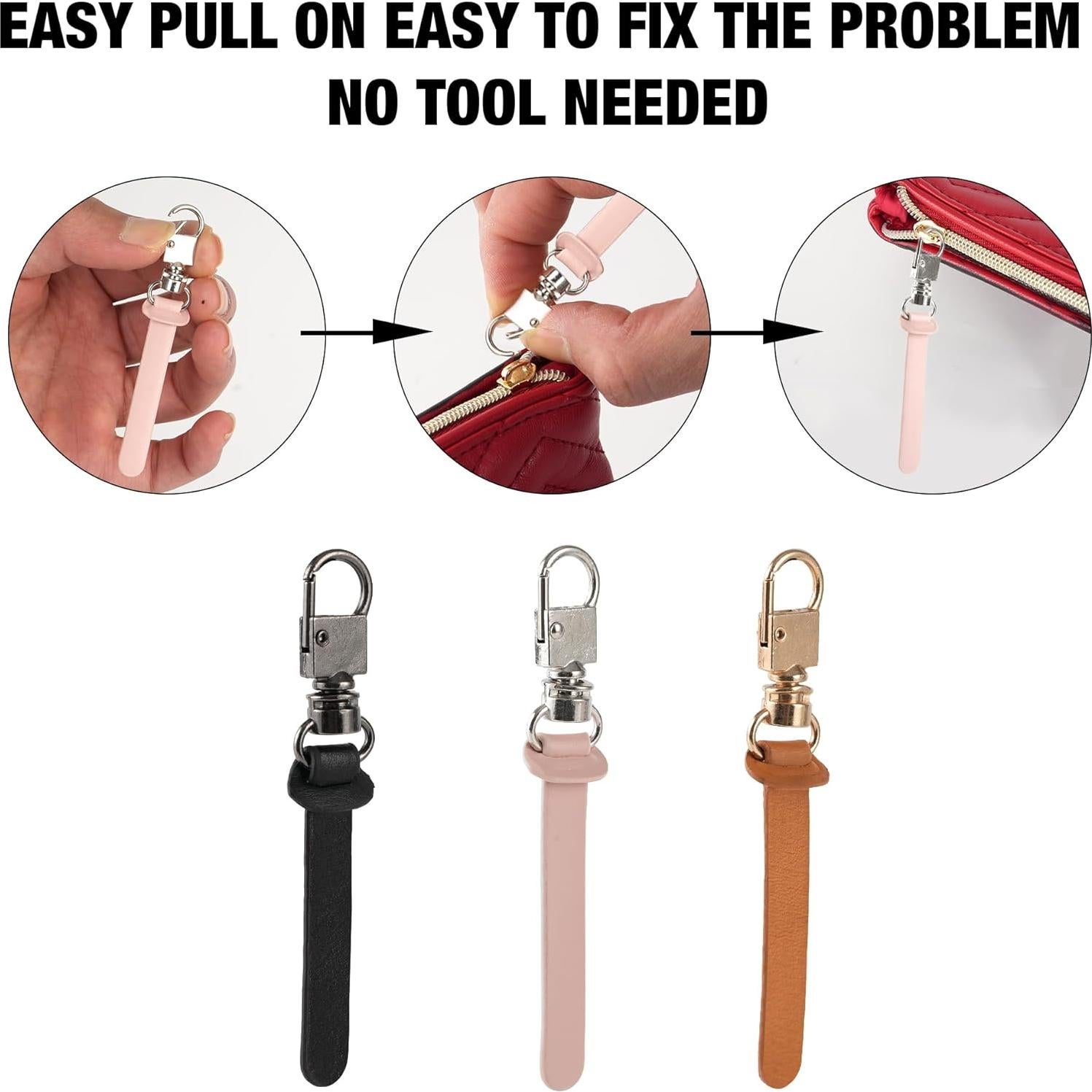 Tiradores de Cremallera Deoward de Cuero - 6 PCS, Multiuso