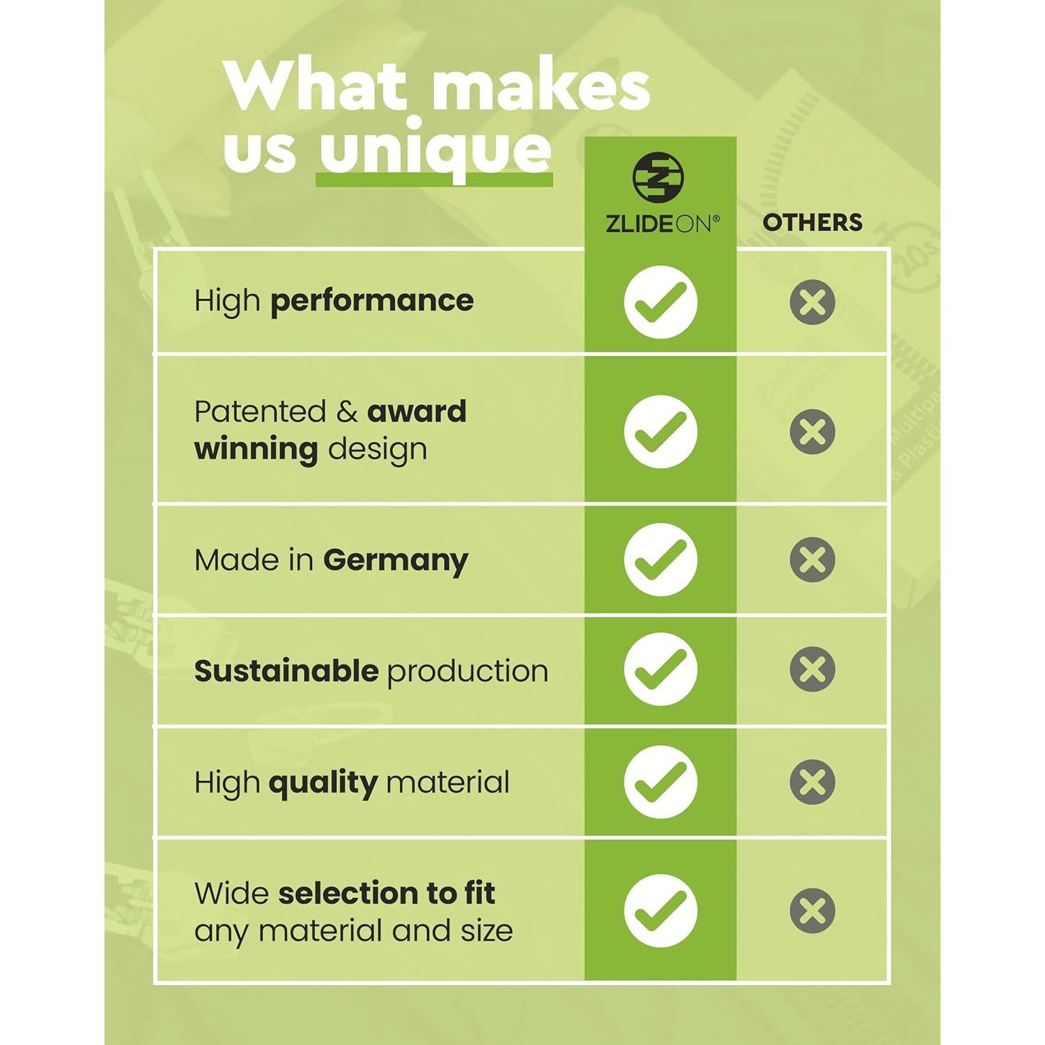 Reemplazo ZlideOn para Cremallera Metálica Negra - Tamaño L