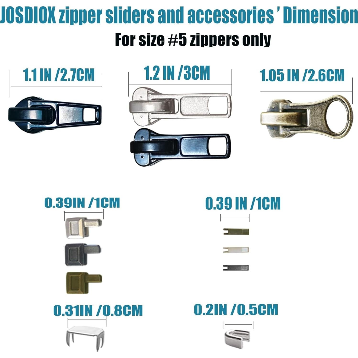 Kit de Reparación de Cremalleras 39 Pcs DMG168 #5 Metálico y Plástico