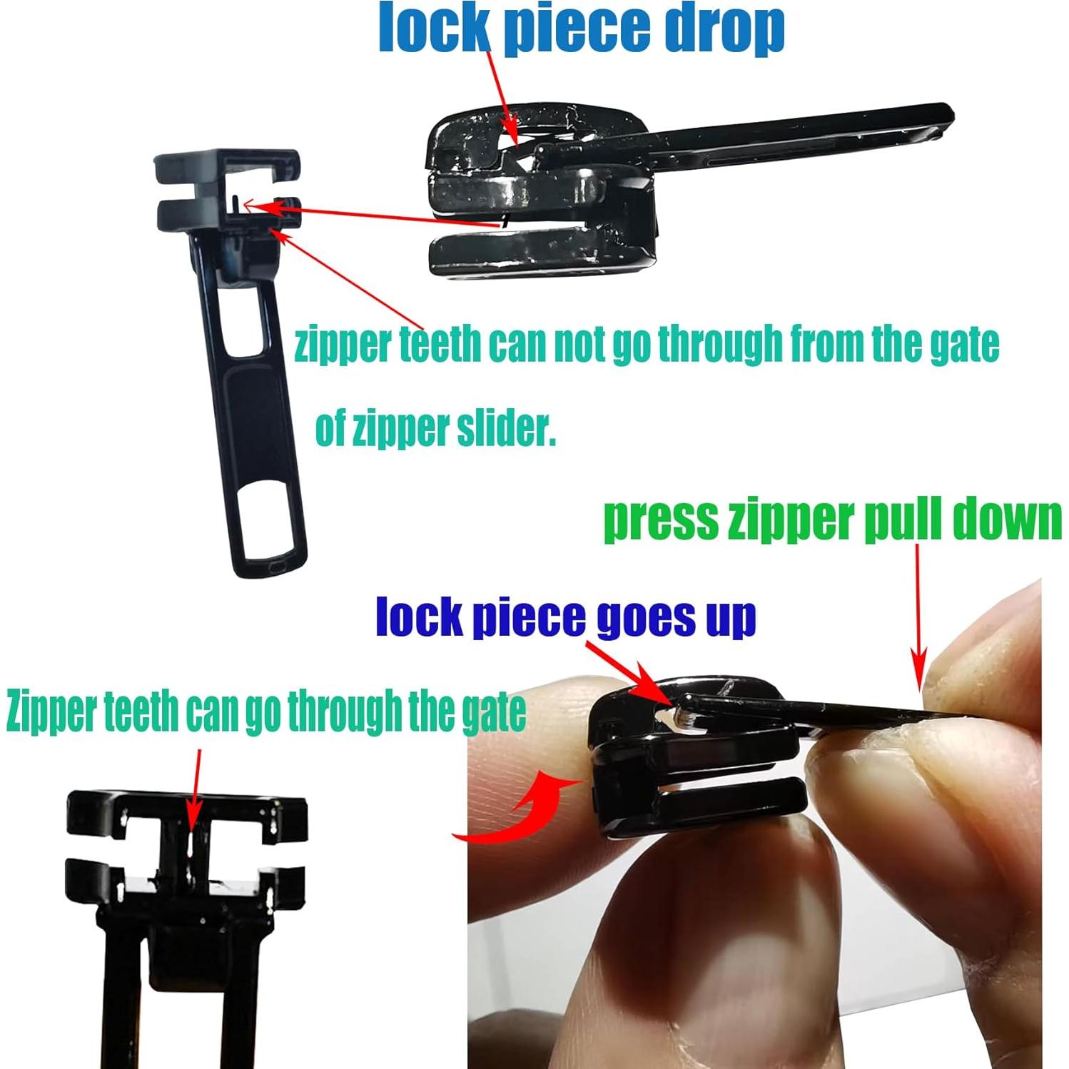 Kit de Reparación de Cremalleras 39 Pcs DMG168 #5 Metálico y Plástico