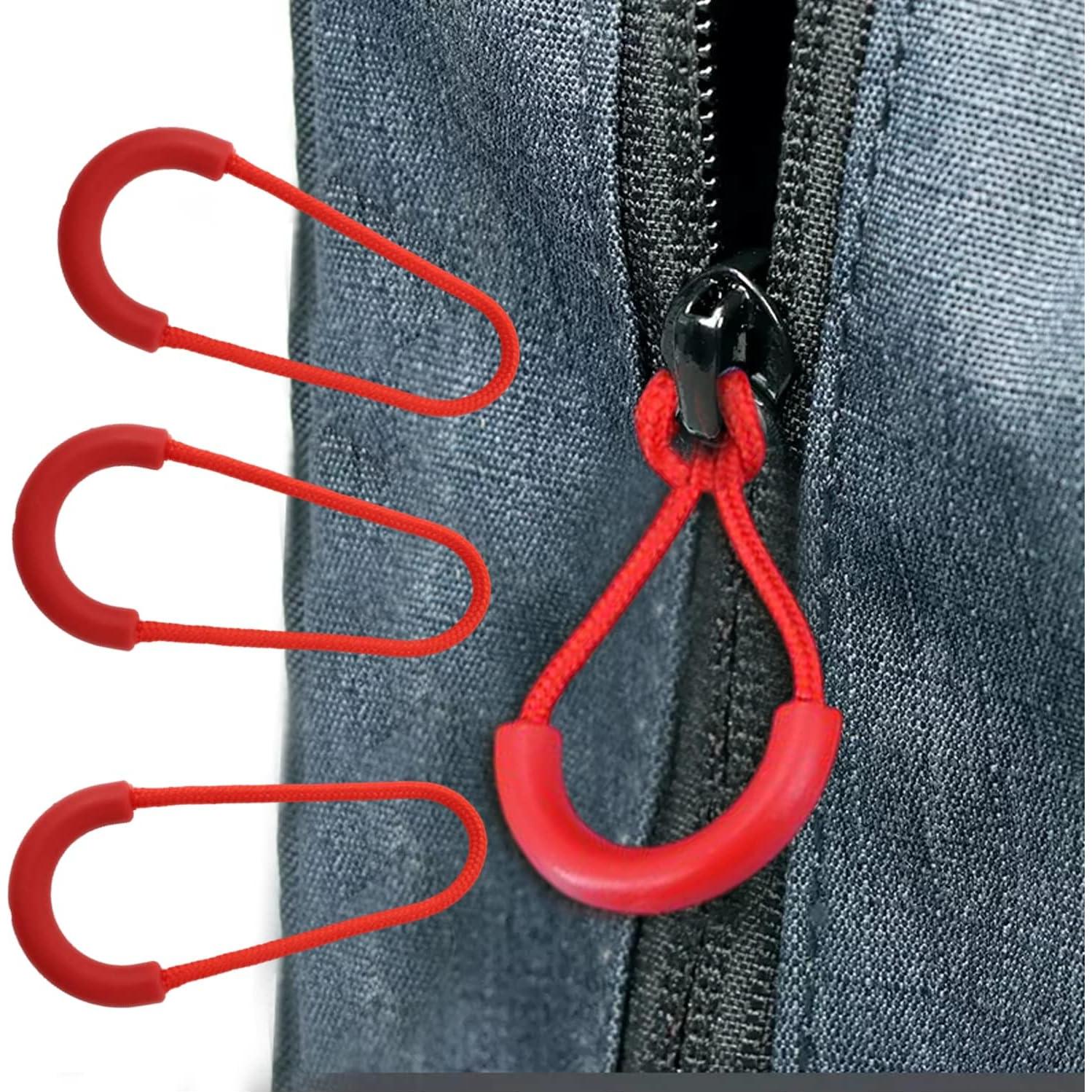 Honbay 10PCS Heavy Duty U Shape Nylon Zipper Pulls Zipper Tags Zipper Extension Replacement for Backpacks, Luggage Bags, Clothes (Red)