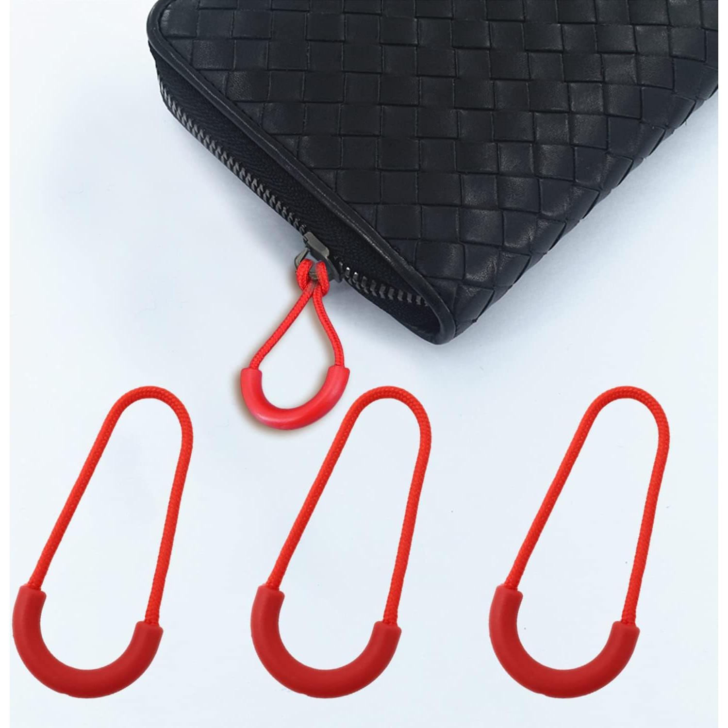 Honbay 10PCS Heavy Duty U Shape Nylon Zipper Pulls Zipper Tags Zipper Extension Replacement for Backpacks, Luggage Bags, Clothes (Red)