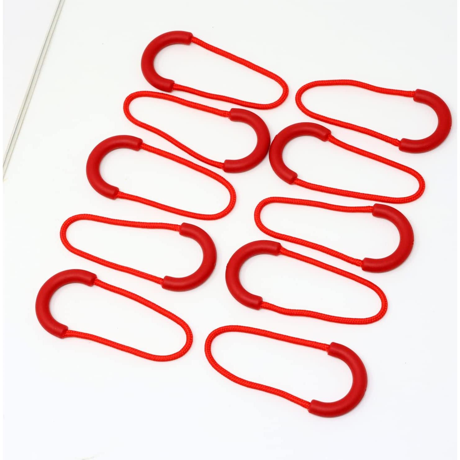 Honbay 10PCS Heavy Duty U Shape Nylon Zipper Pulls Zipper Tags Zipper Extension Replacement for Backpacks, Luggage Bags, Clothes (Red)