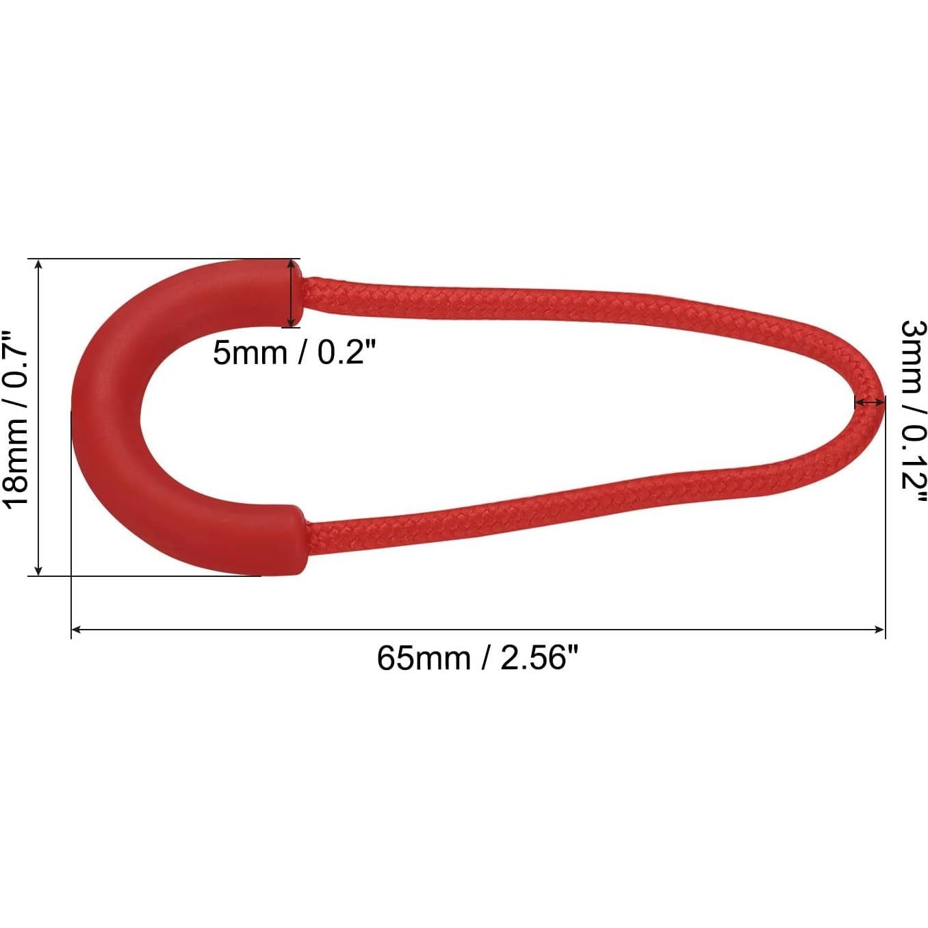 Tiradores de Cremallera PATIKIL 15 Piezas Nylon Rojo