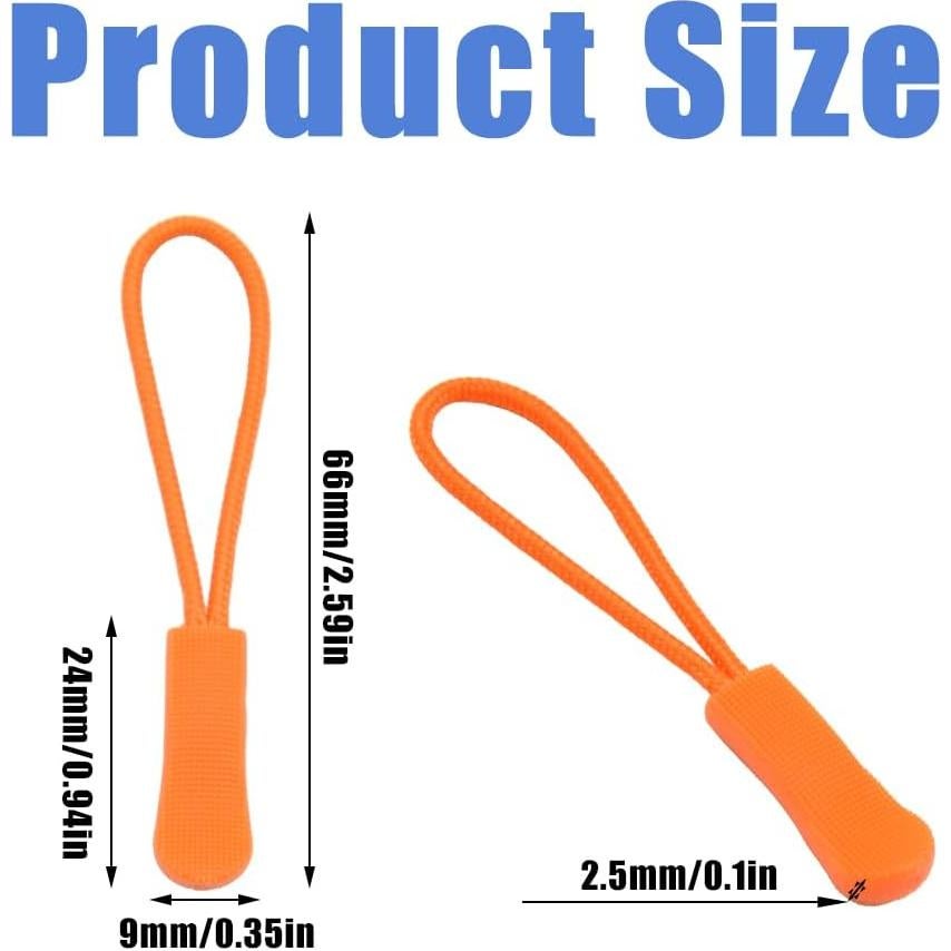 Tiradores de Cremallera Ruidee 50 Piezas Naranja PVC Nylon