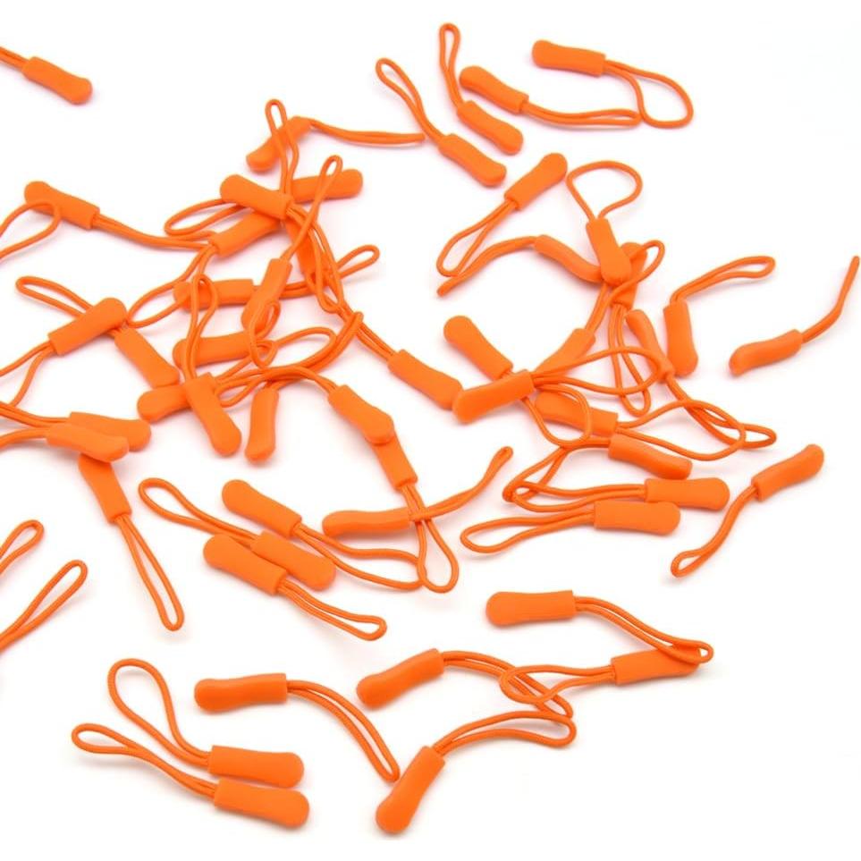 Tiradores de Cremallera Ruidee 50 Piezas Naranja PVC Nylon
