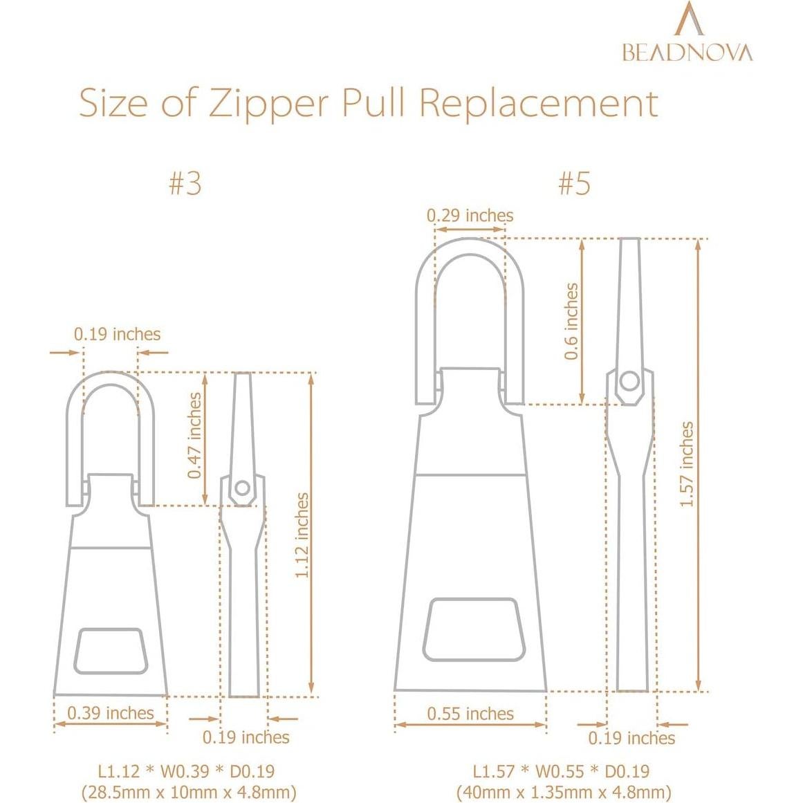 Tiradores de Cremallera Metálicos BEADNOVA 8 Piezas #3 y #5