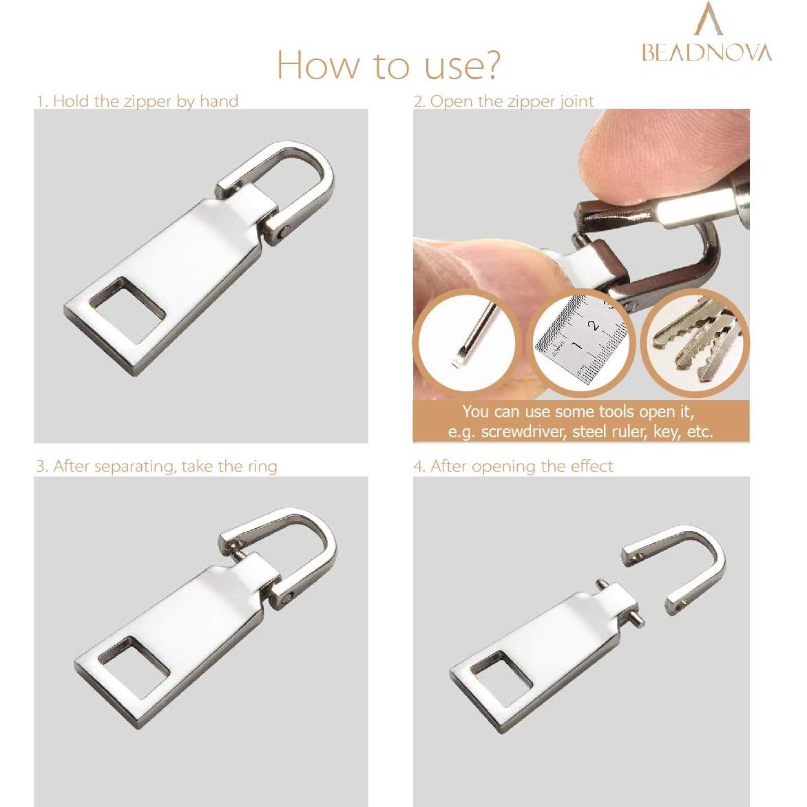 Tiradores de Cremallera Metálicos BEADNOVA 8 Piezas #3 y #5