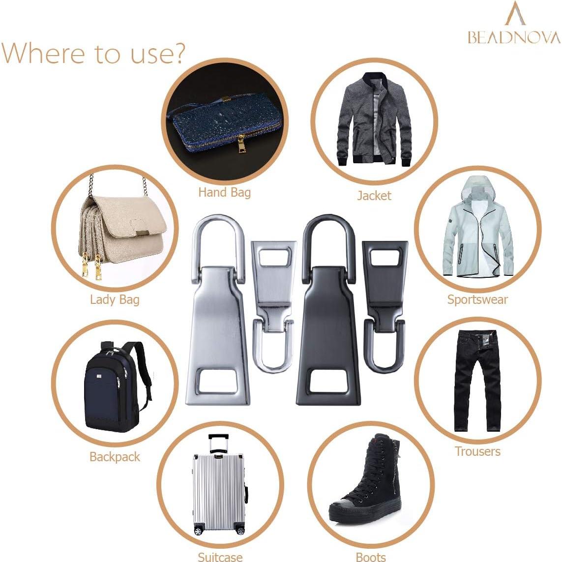 Tiradores de Cremallera Metálicos BEADNOVA 8 Piezas #3 y #5