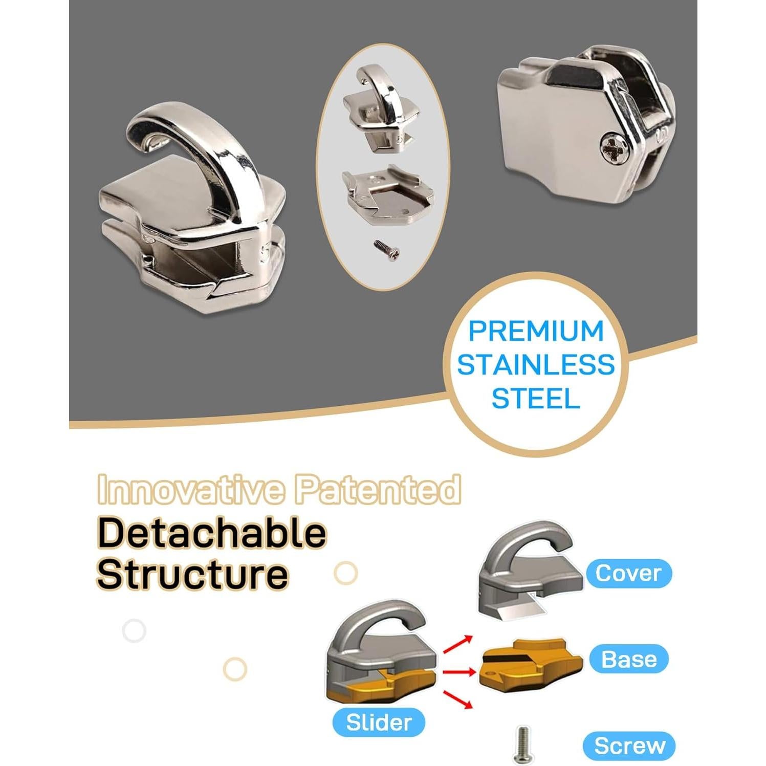 Kit de Reparación de Cremallera JulaZenith 8# Plata