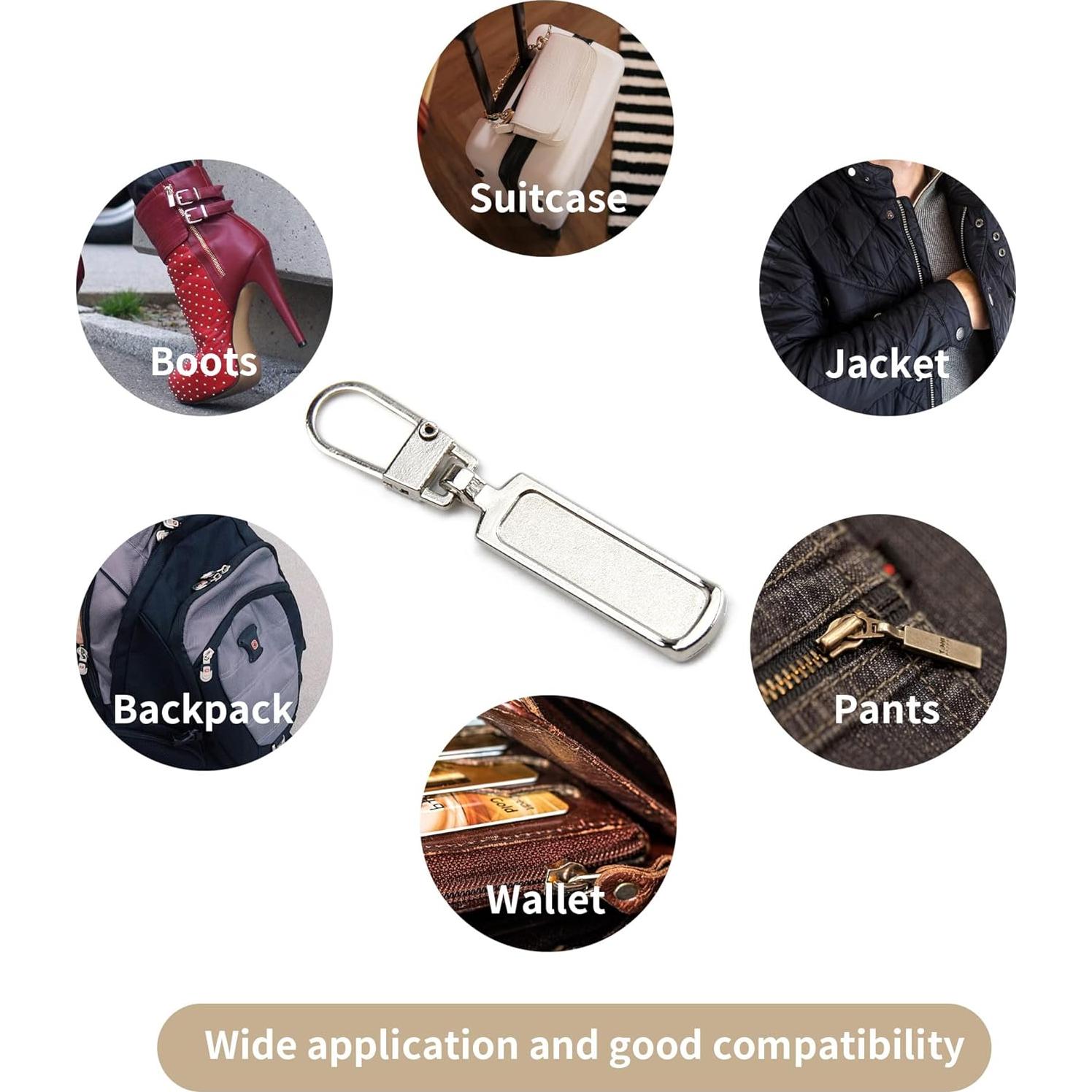 Tirador de Cremallera de Metal TOPASION 5 Pcs Plata Reemplazo