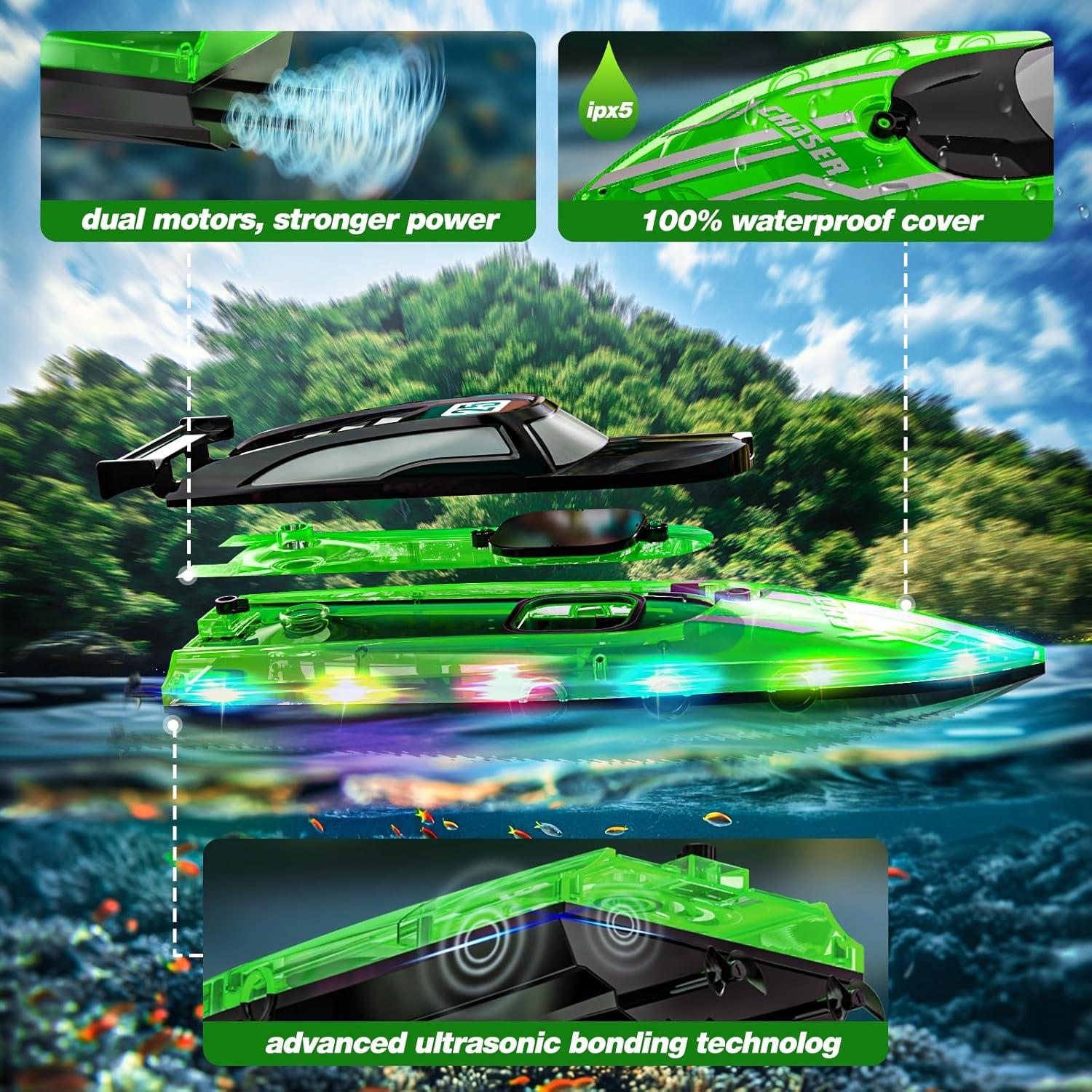 Barco RC JOI MEW Verde Jade con luces LED y 2.4GHz