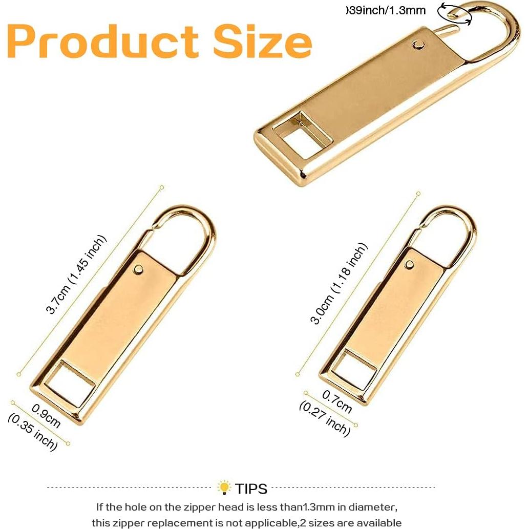 Extensor de Cremallera Dorado Sesyomr - Kit 8 Piezas
