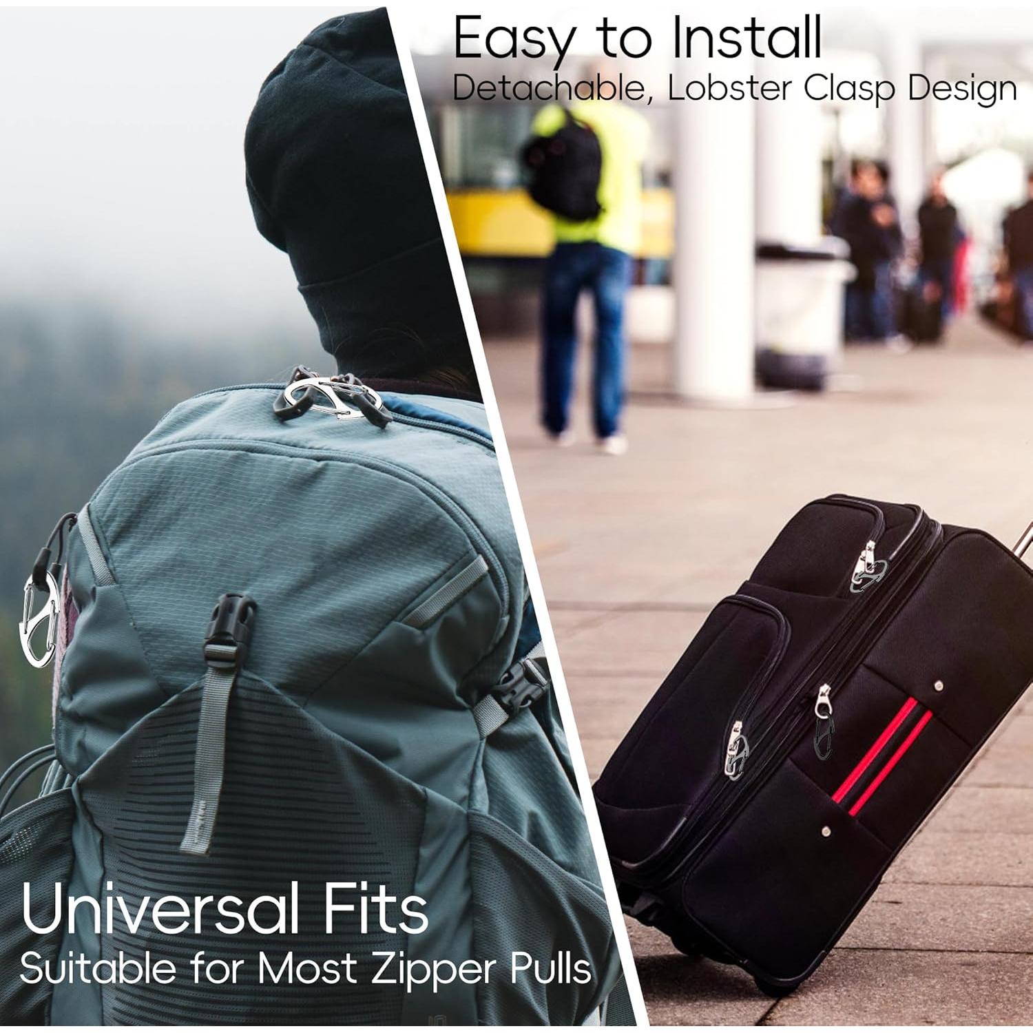 20 Clips de Cremallera Antirrobo Meschett - Plata y Negro