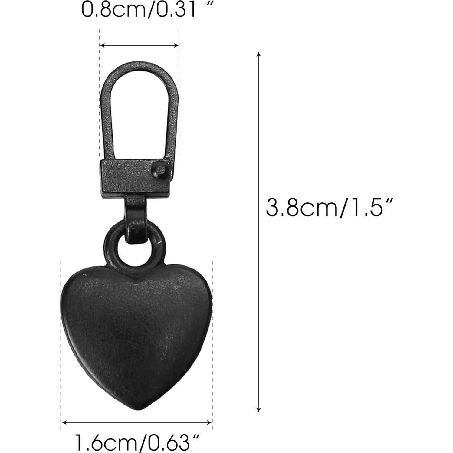 20 Tiradores de Cremallera Corazón Metal Badong Reemplazo