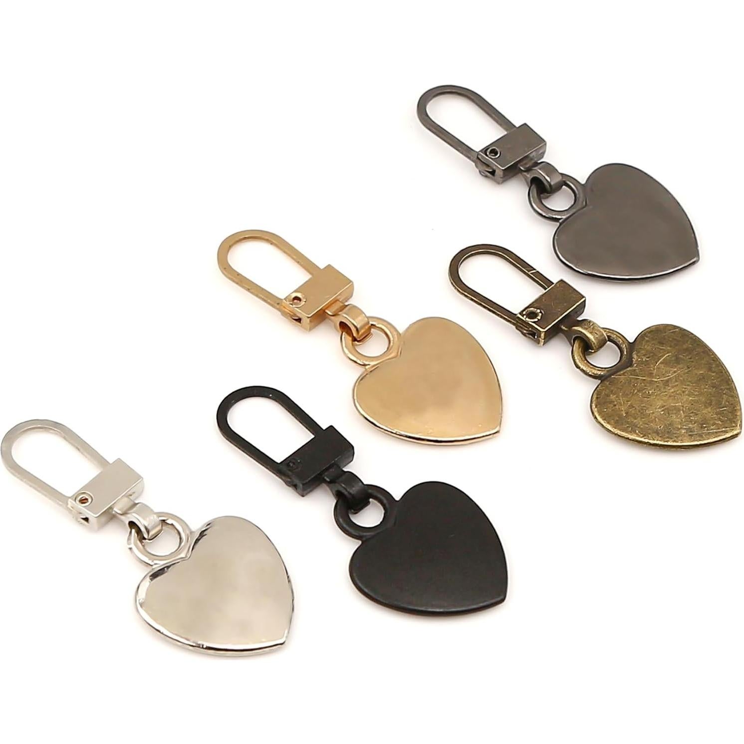 20 Tiradores de Cremallera Corazón Metal Badong Reemplazo