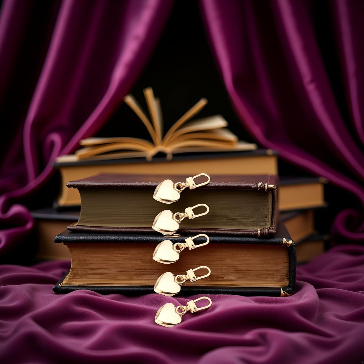 5 Tiradores de Cremallera Corazón Dorado Metal BWESOO