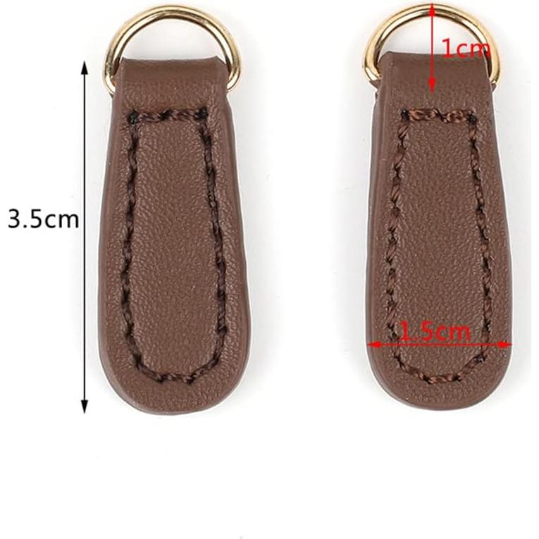 4 Tiradores de Cremallera de Cuero Teensery - Negro y Marrón