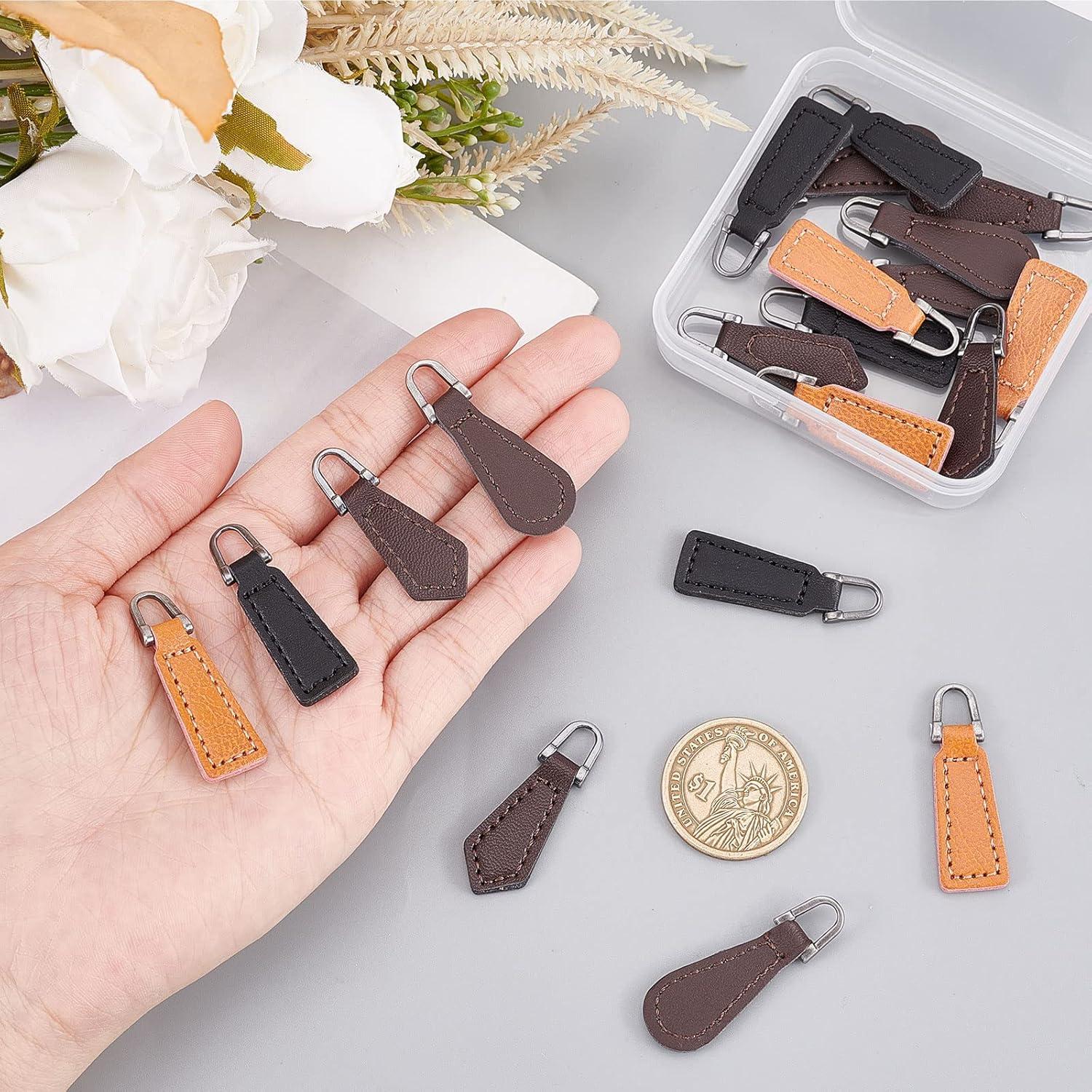 Tiradores de Cremallera de Cuero PH PandaHall 20 Pcs 4 Estilos