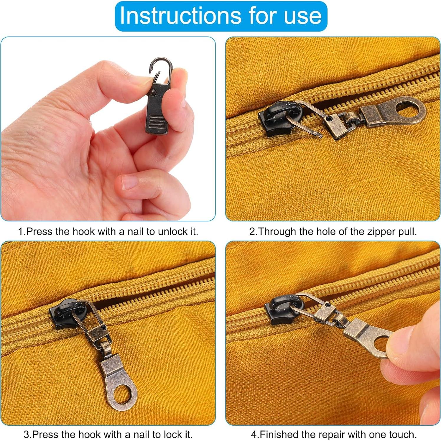 Kit 8 Pcs Tiradores de Cremallera Metálicos PATIKIL Bronce