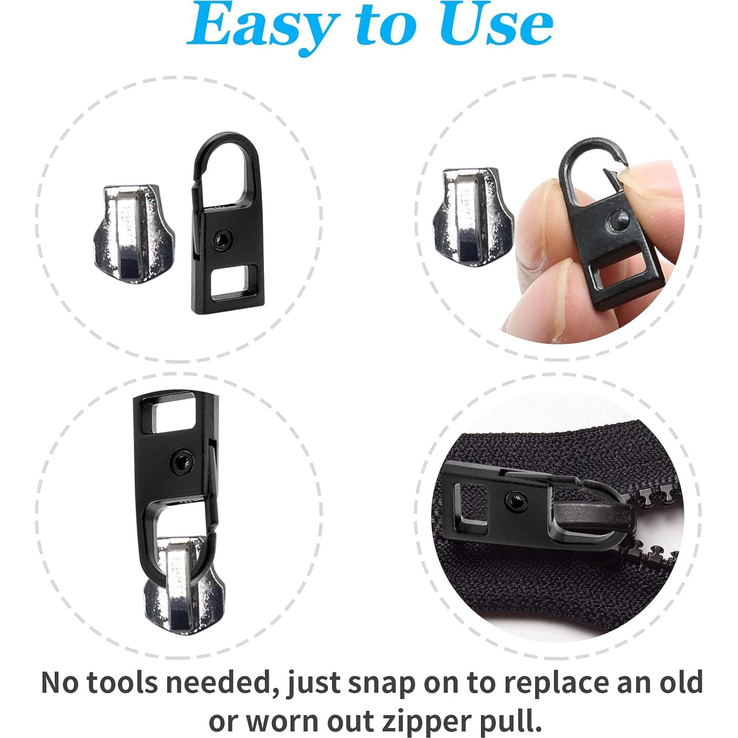 Tiradores de Cremallera Waziaqoc 8 Piezas Metal Negro 26.5mm