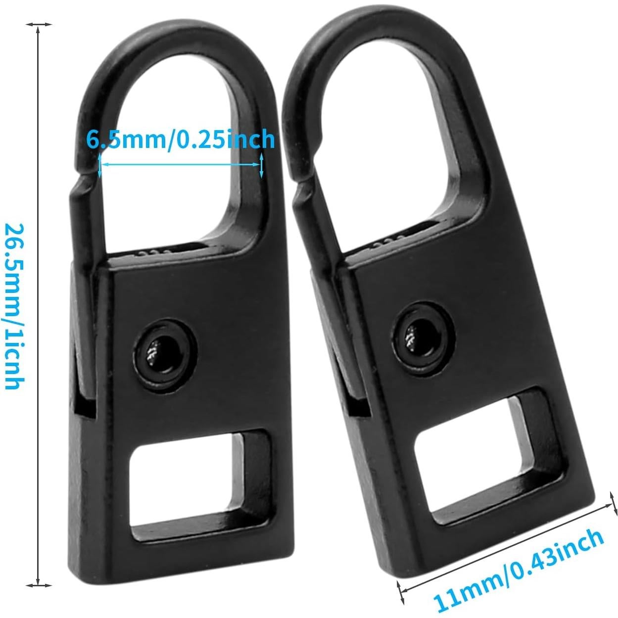 Tiradores de Cremallera Waziaqoc 8 Piezas Metal Negro 26.5mm