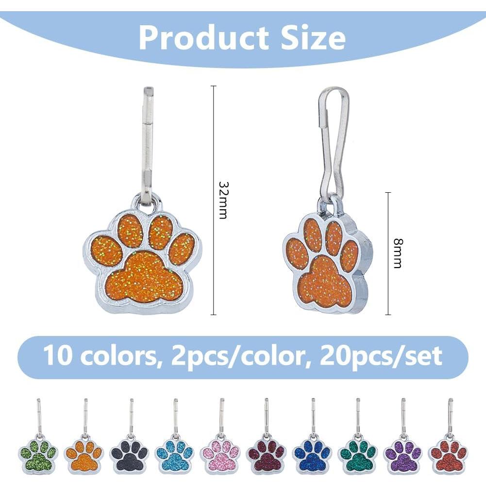 Tiradores de Cremallera DICOSMETIC 20 Pcs Huella de Perro