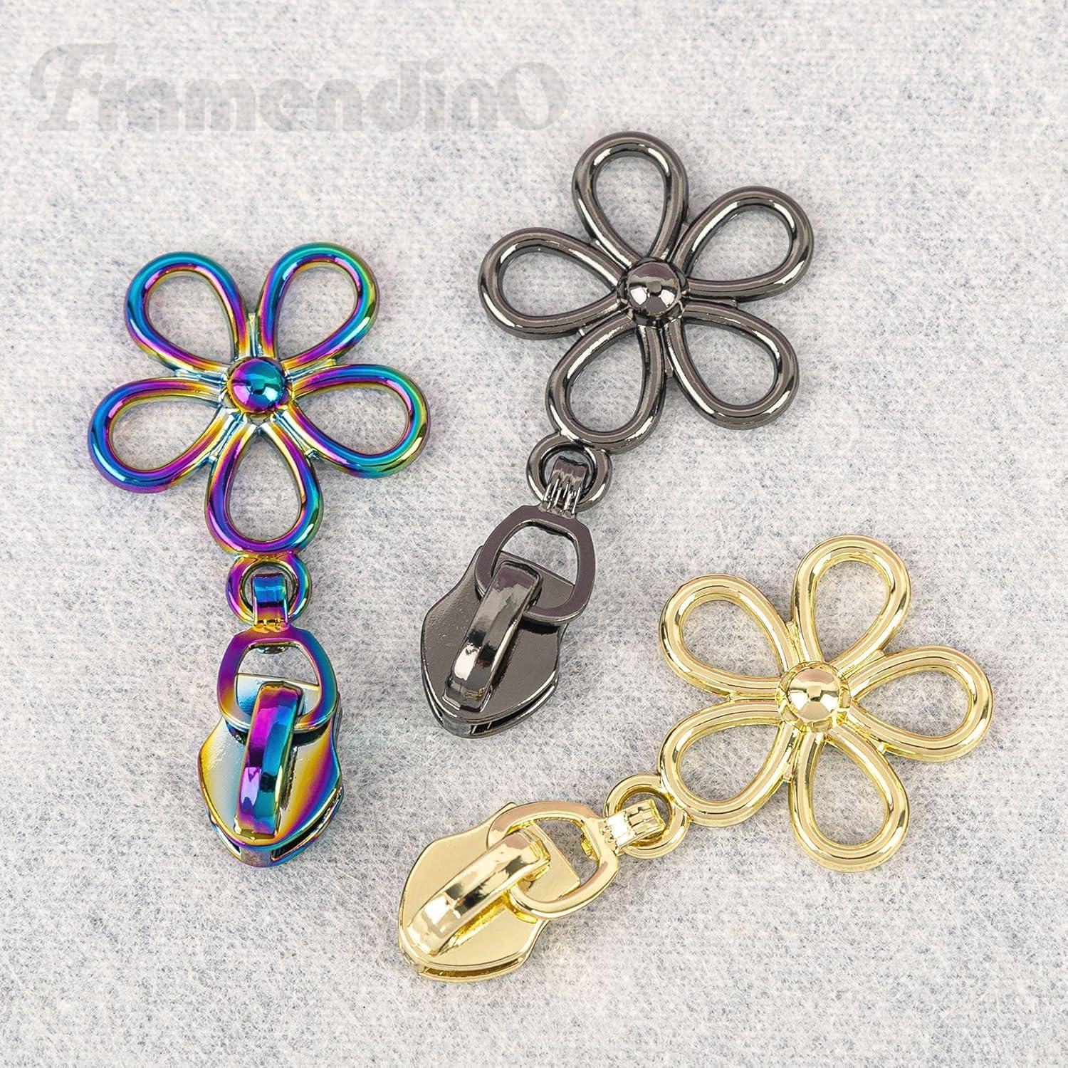 10 Tiradores de Cremallera #5 Framendino Metálicos 5 Colores