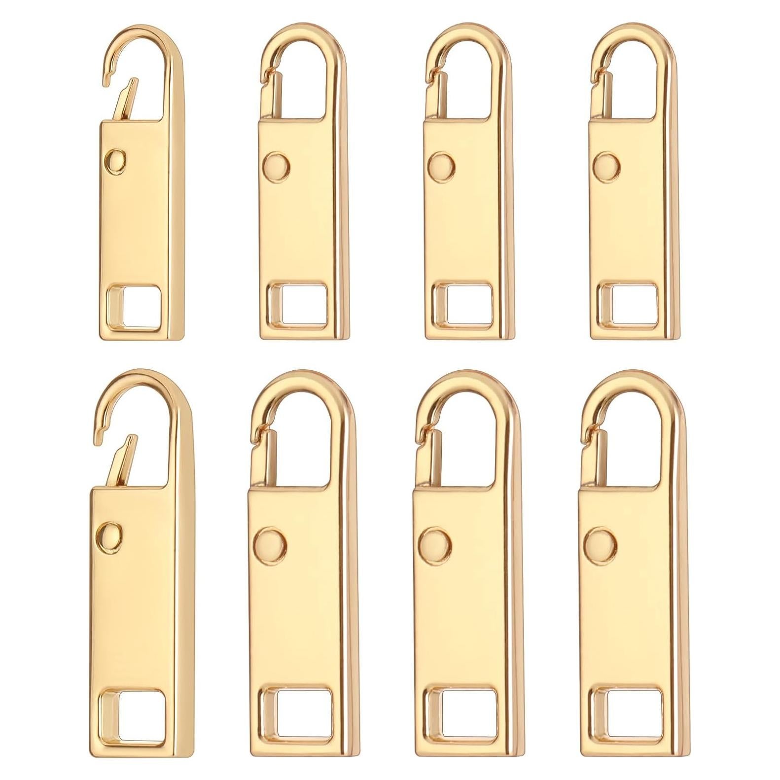 8 Tiradores de Cremallera Dorados de Metal InnoHHustle 3.5cm