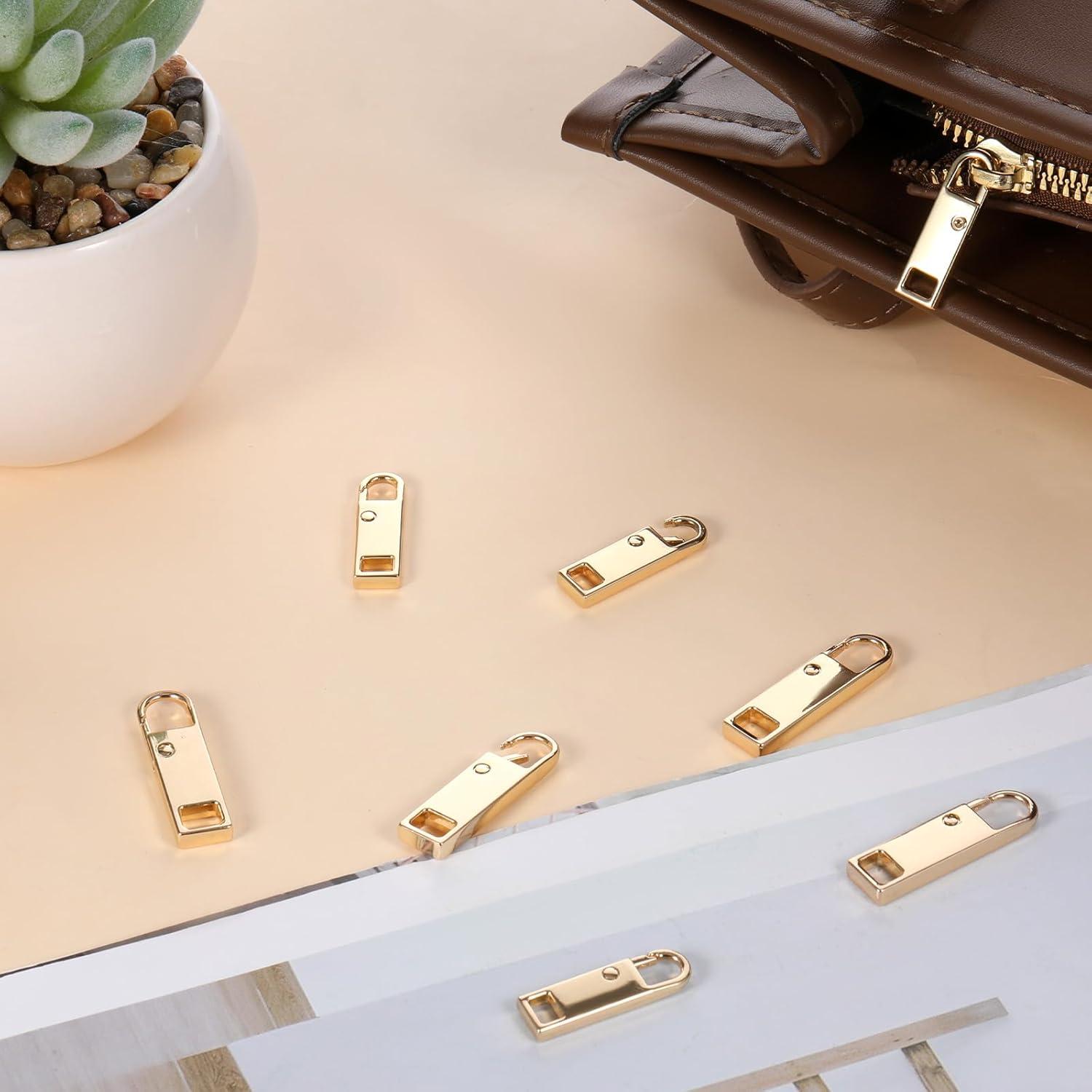 8 Tiradores de Cremallera Dorados de Metal InnoHHustle 3.5cm